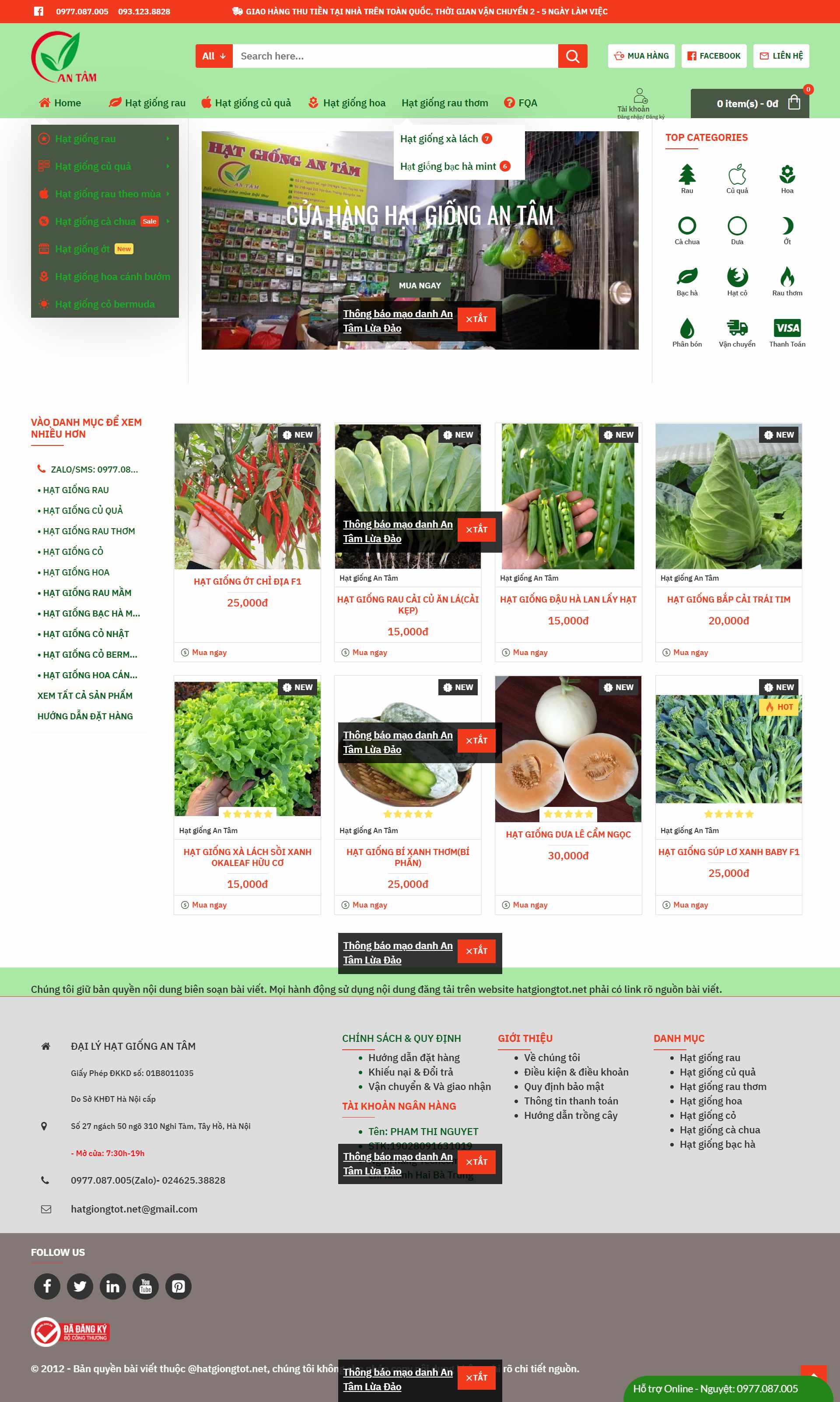 Thiết kế Website web hạt giống cây trồng - hatgiongtotnet