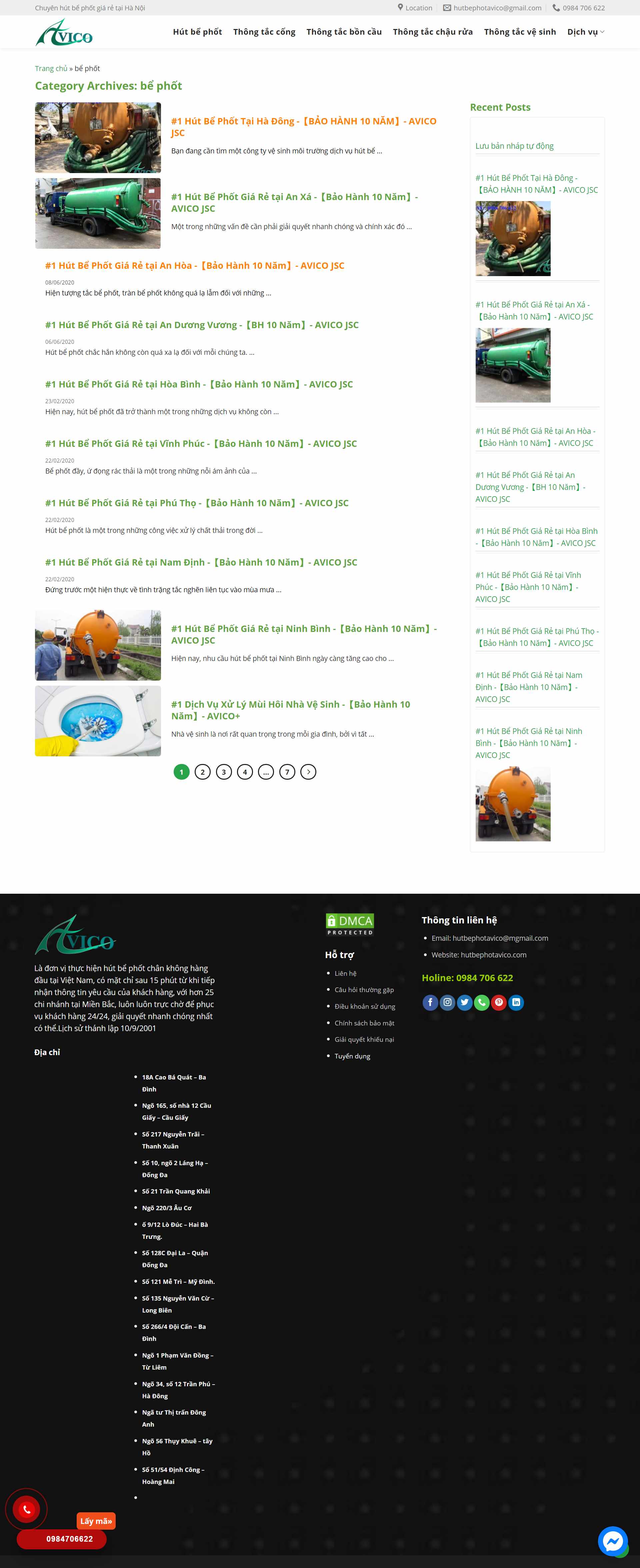 Thiết kế Website web hút bể phốt - hutbephotavicocom