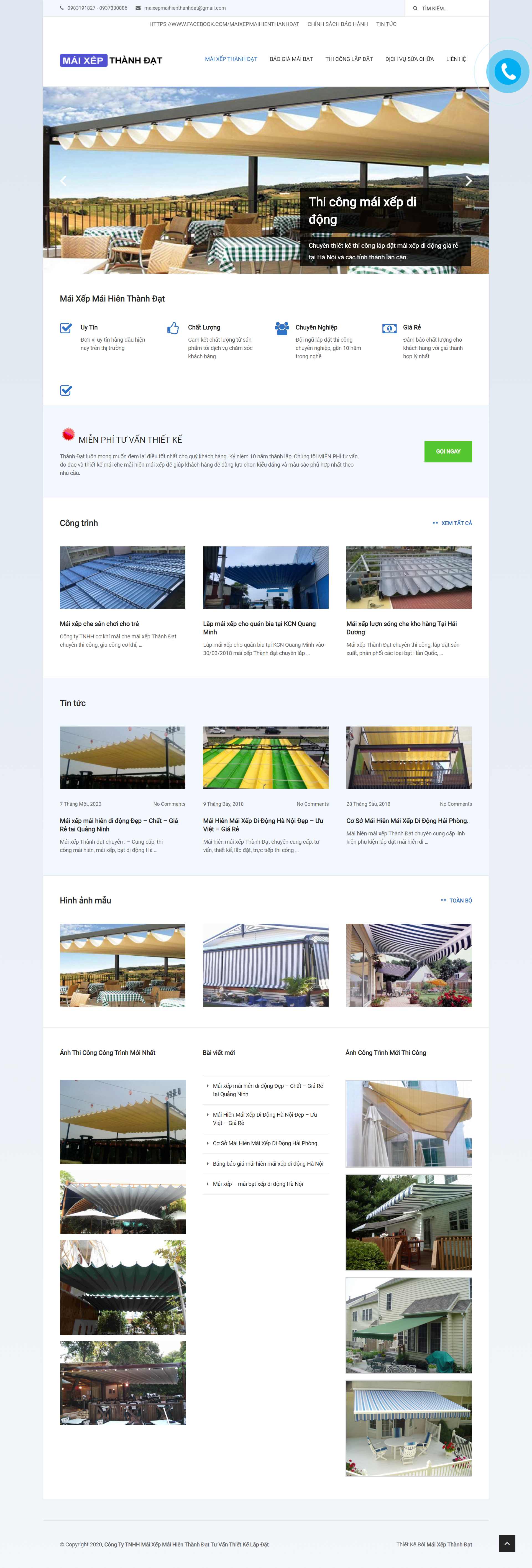 Thiết kế Website web mái hiên di động - maixepthanhdatcom