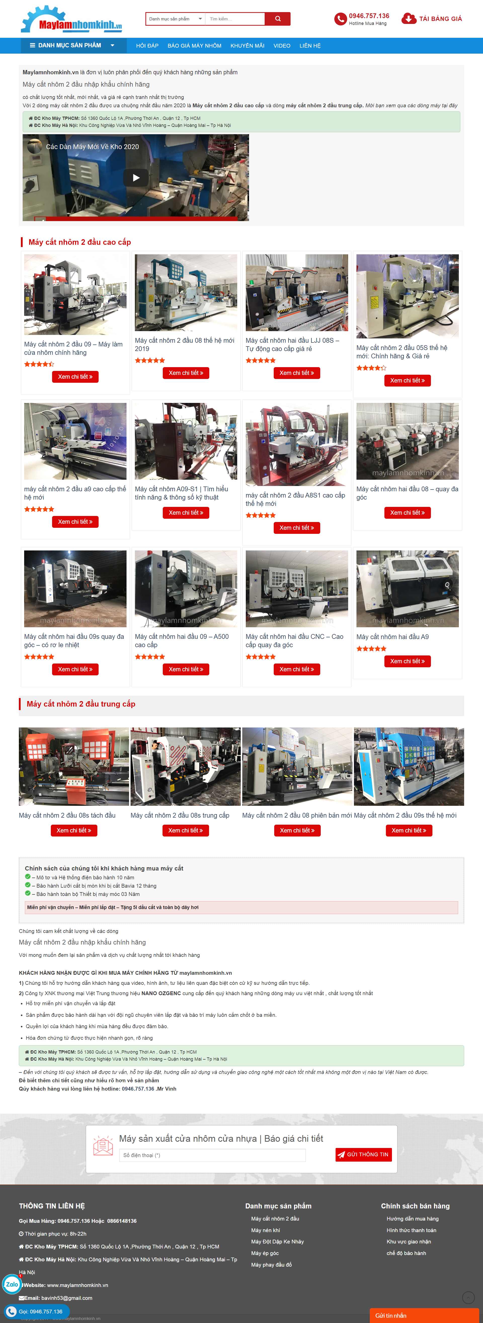 Thiết kế Website web máy làm cửa nhôm - maylamnhomkinhvn