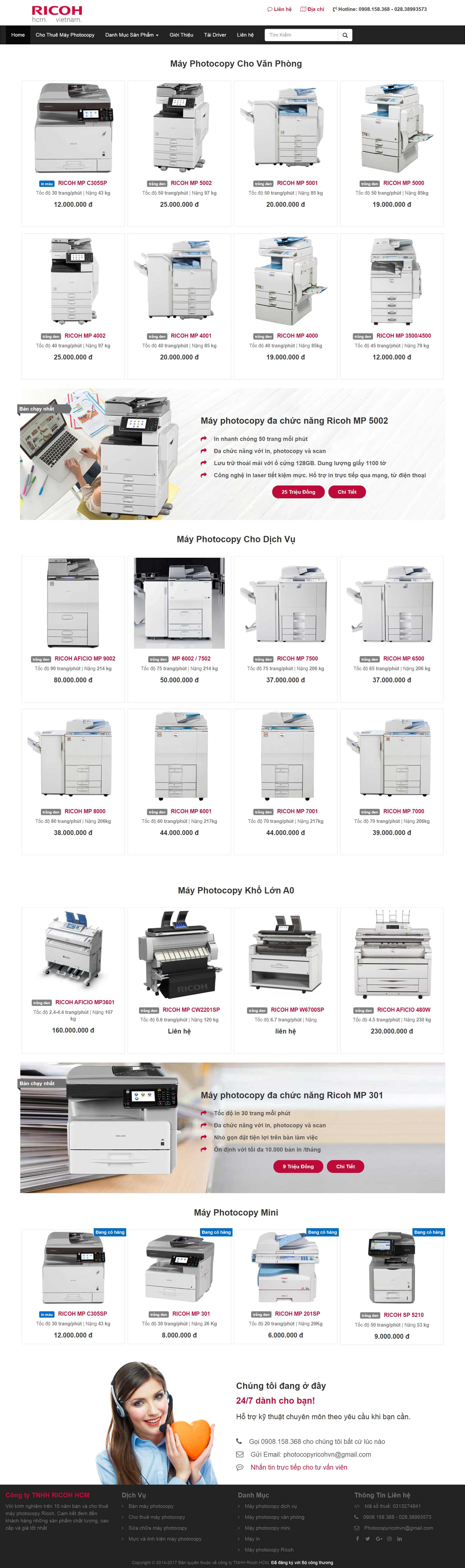 Thiết kế Website web máy photocopy - photocopyricohvn