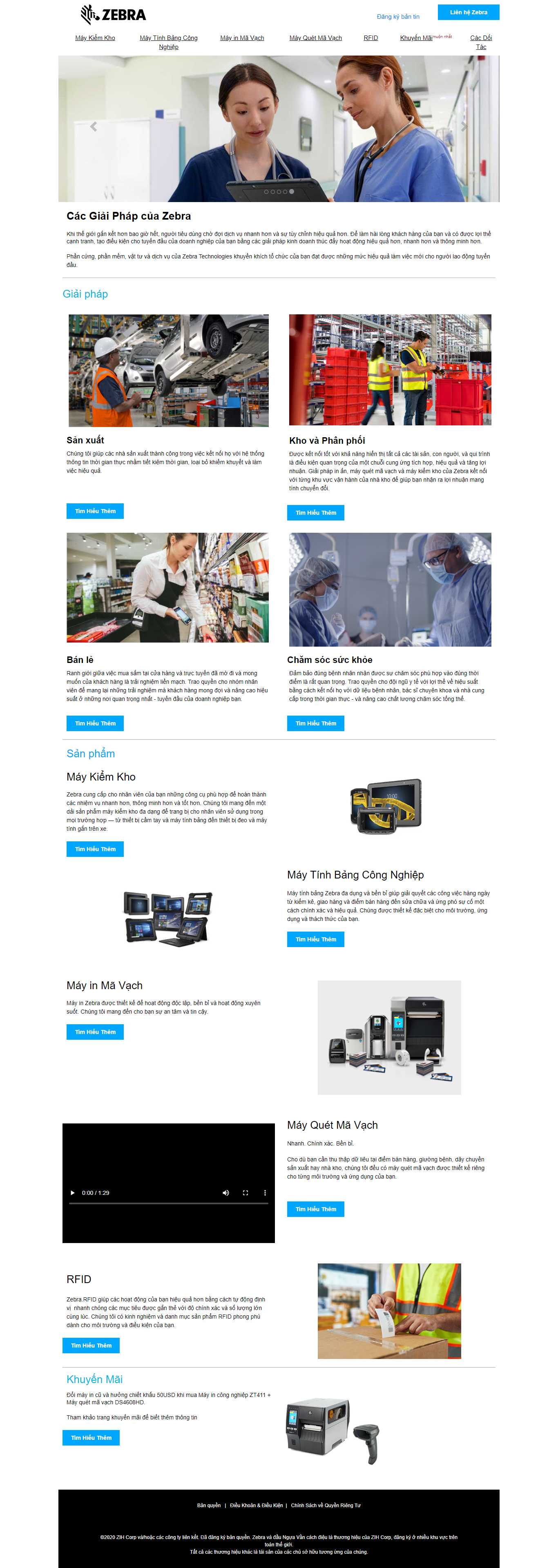 Thiết kế Website web máy in mã vạch - connectzebracom