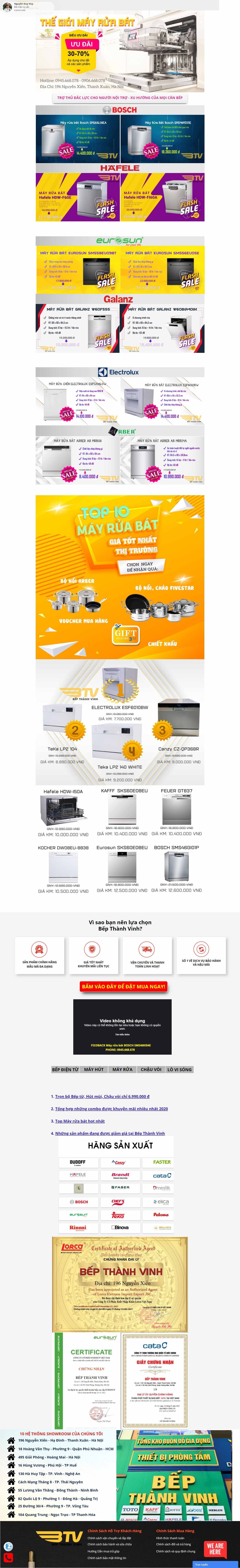 Thiết kế Website web máy rữa bát - khuyenmaibepthanhvinhvn