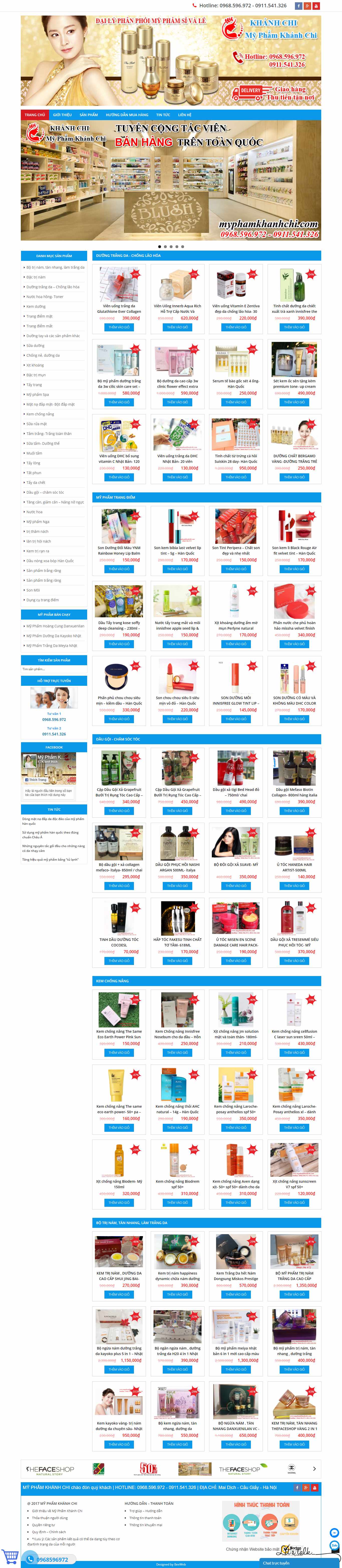 Thiết kế Website web mỹ phẩm xách tay - myphamkhanhchicom