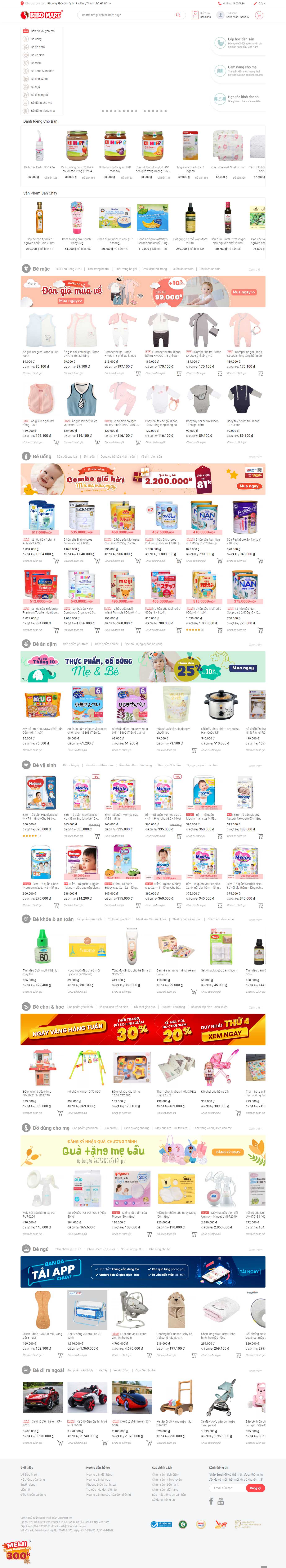 Thiết kế Website web mẹ và bé - bibomartcomvn