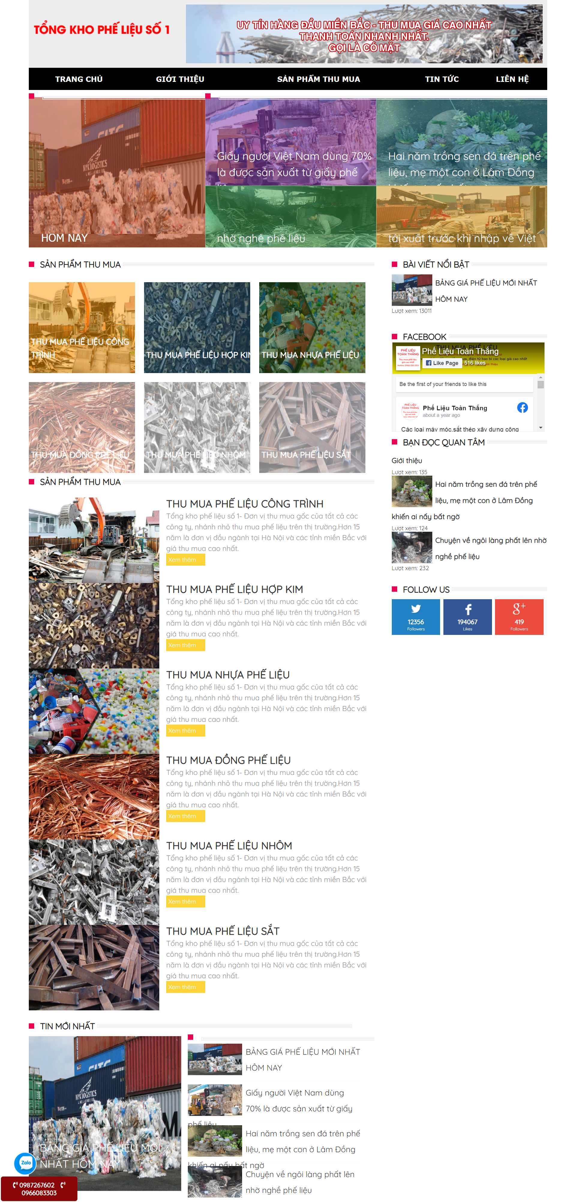 Thiết kế Website web mua bán sắt vụn - wwwthumuaphelieumbcom