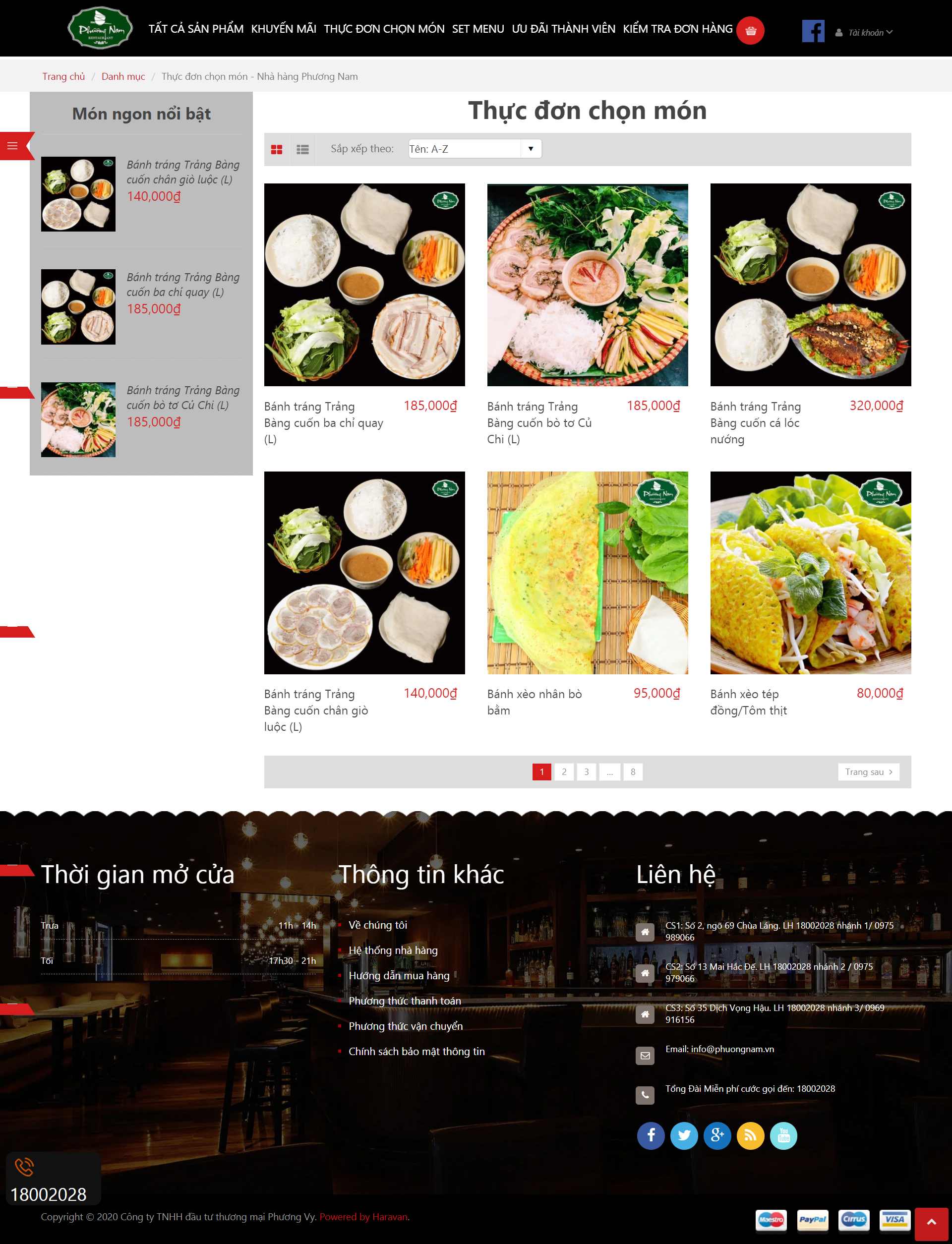 Thiết kế Website web nhà hàng ẩm thực - nhahangphuongnamvn