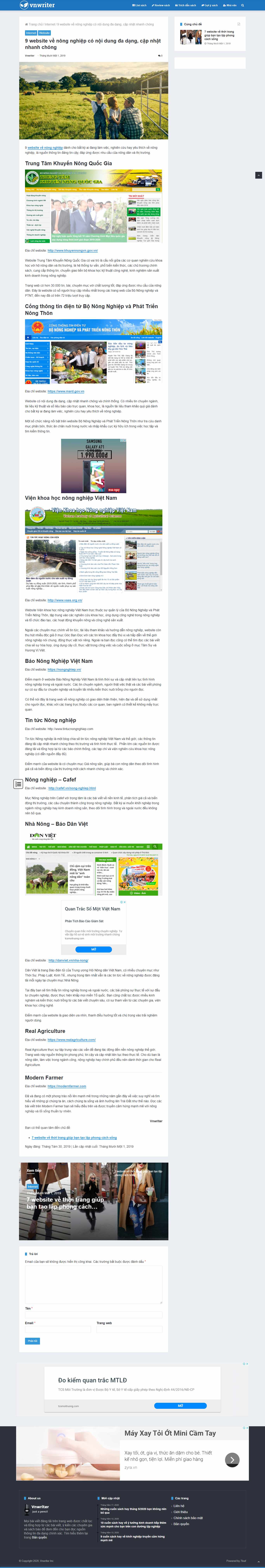 Thiết kế Website web nông nghiệp - vnwriternet