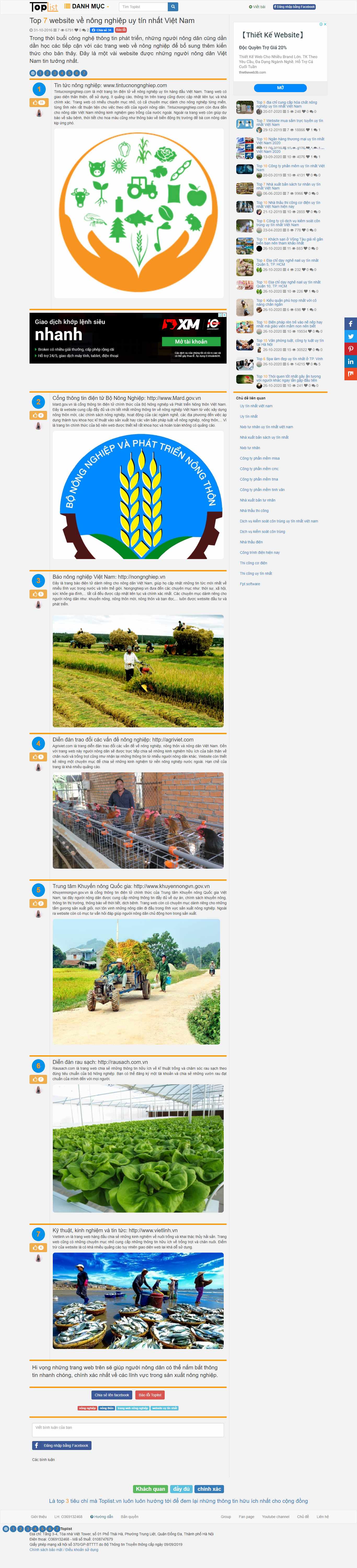 Thiết kế Website web nông nghiệp - toplistvn