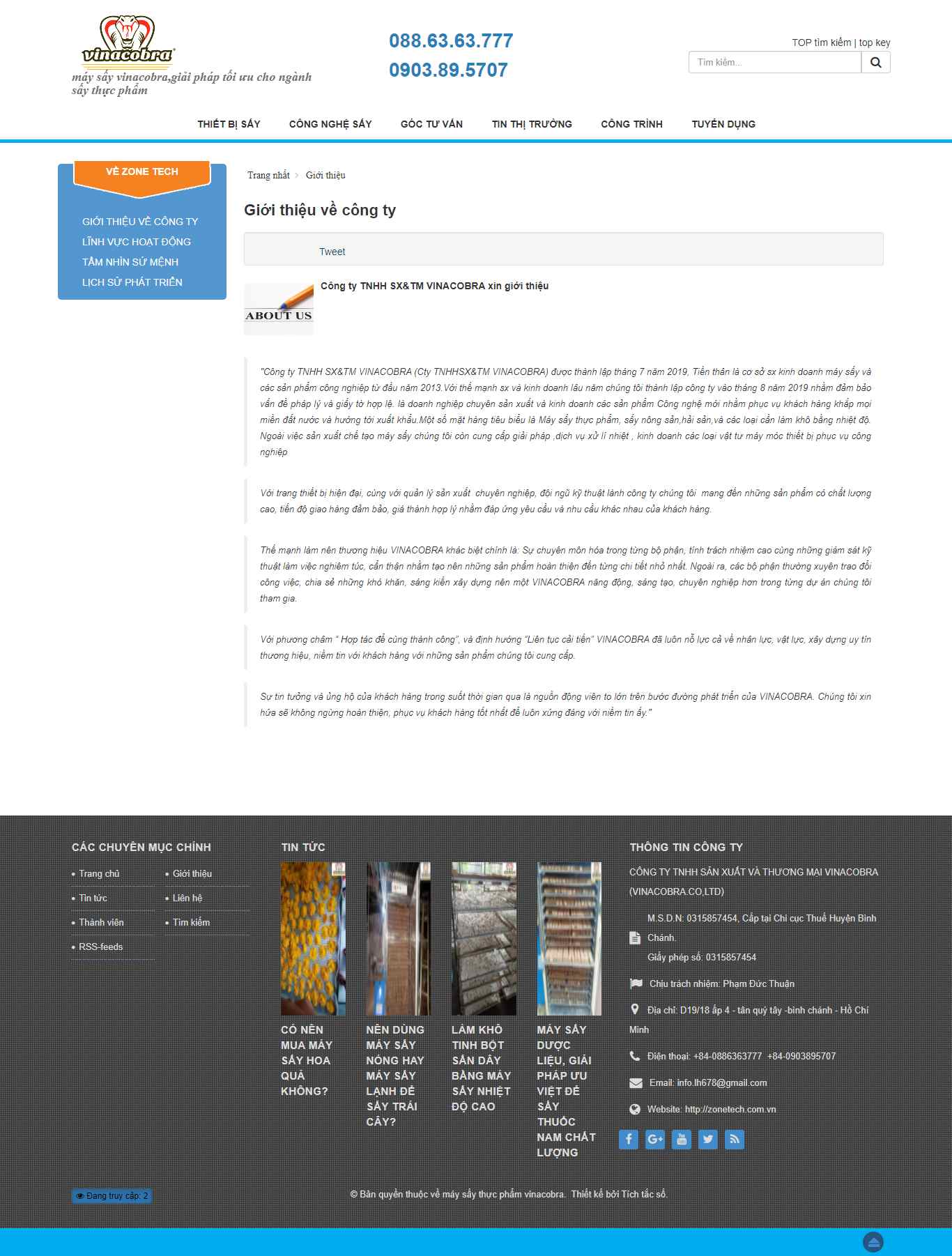 Thiết kế Website web giới thiệu công ty - wwwzonetechcomvn