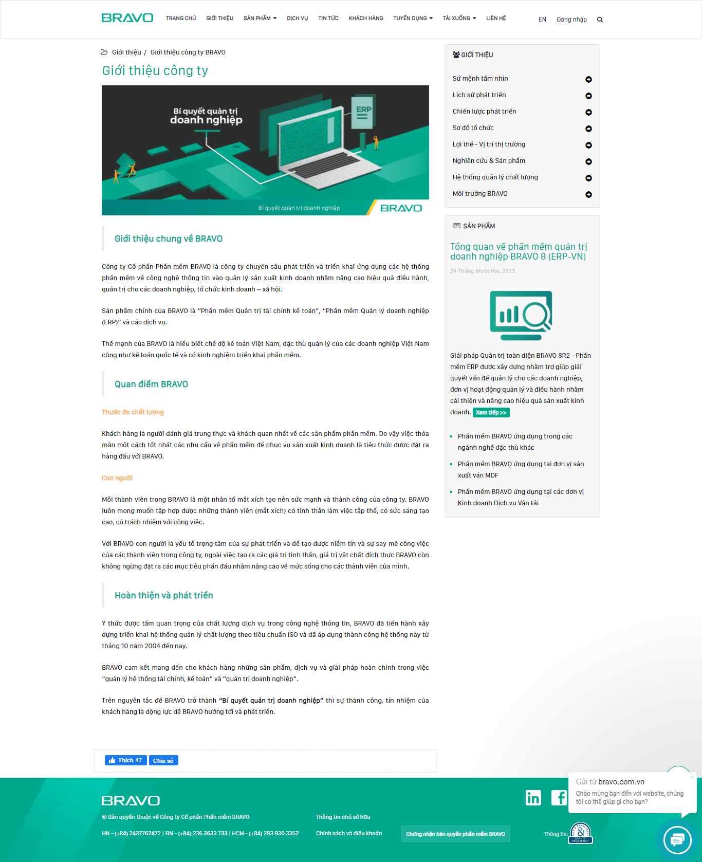 Thiết kế Website web giới thiệu công ty - wwwbravocomvn