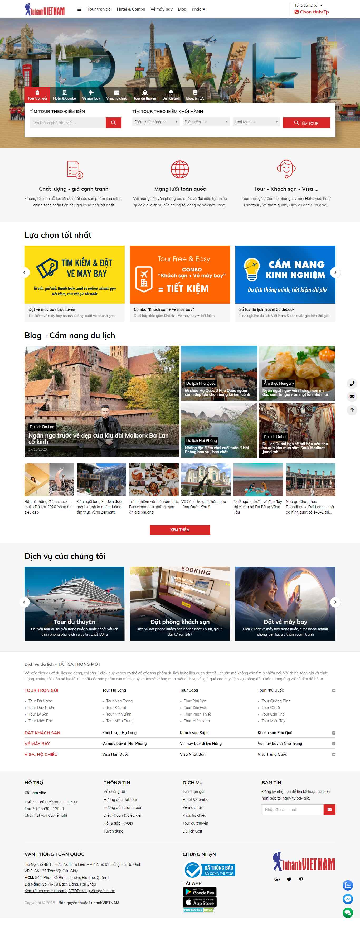 Thiết kế Website web lữ hành - luhanhvietnamcomvn