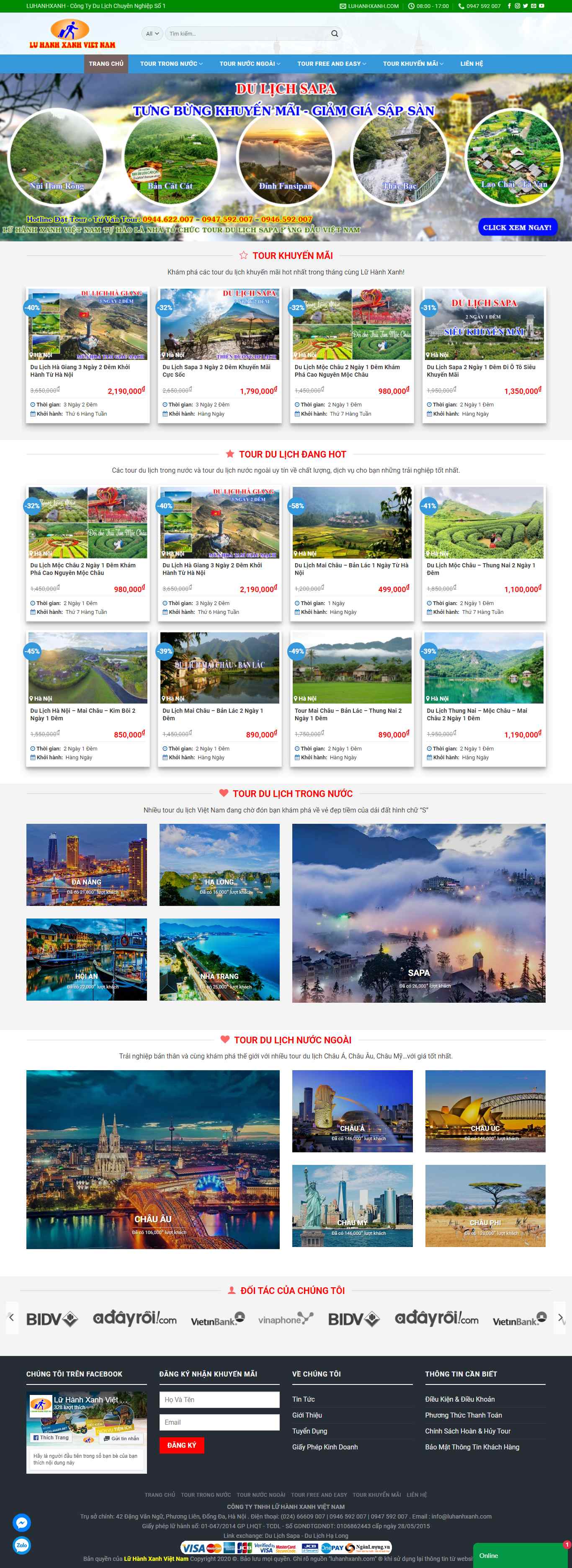 Thiết kế Website web lữ hành - luhanhxanhcom
