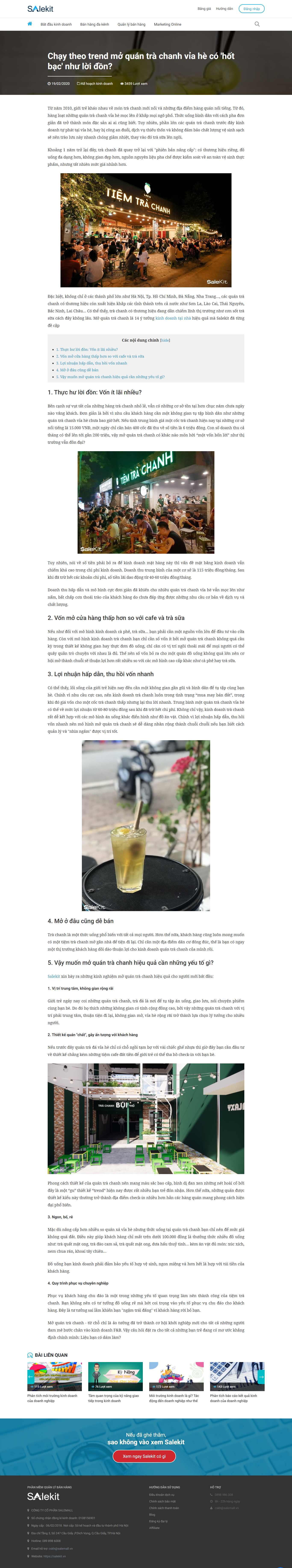 Thiết kế Website web quán trà chanh - salekitvn