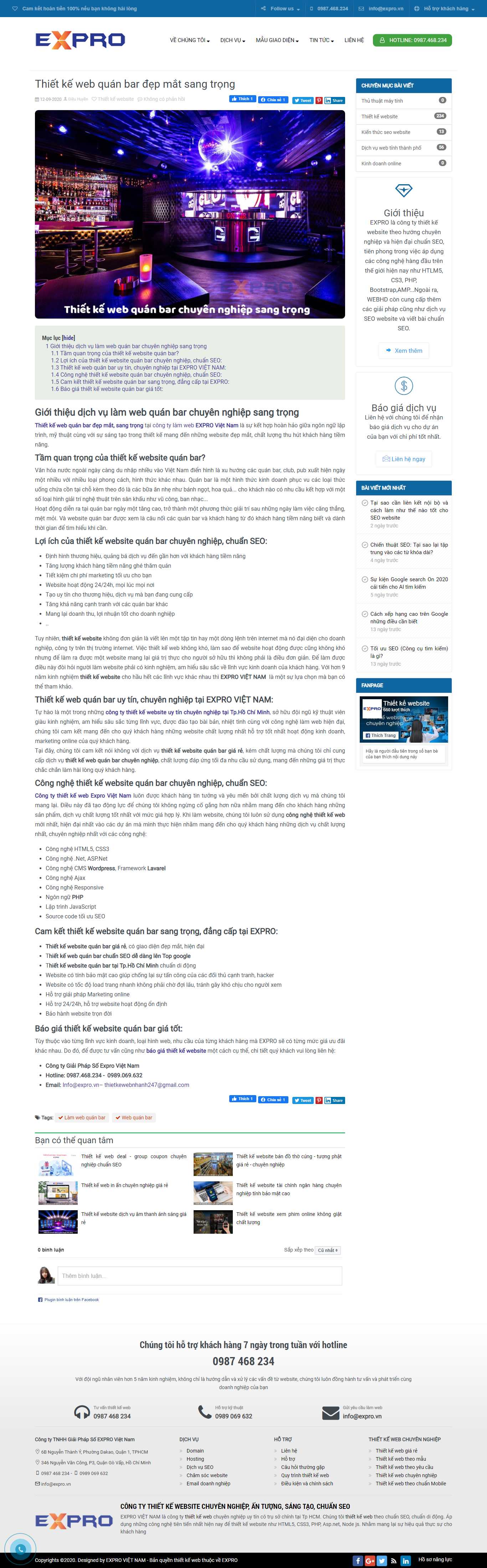 Thiết kế Website web quán bar - wwwexprovn