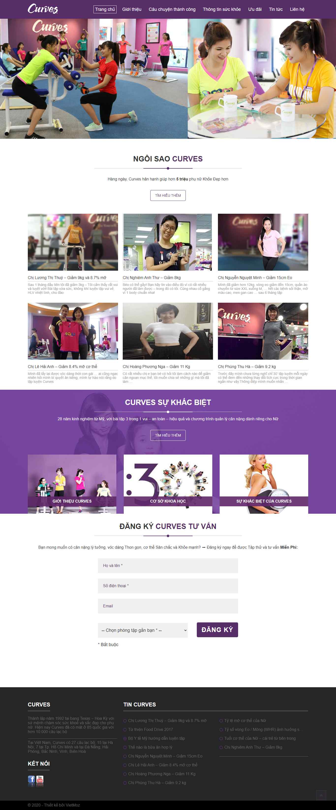 Thiết kế Website web phòng gym - curveshanoicomvn