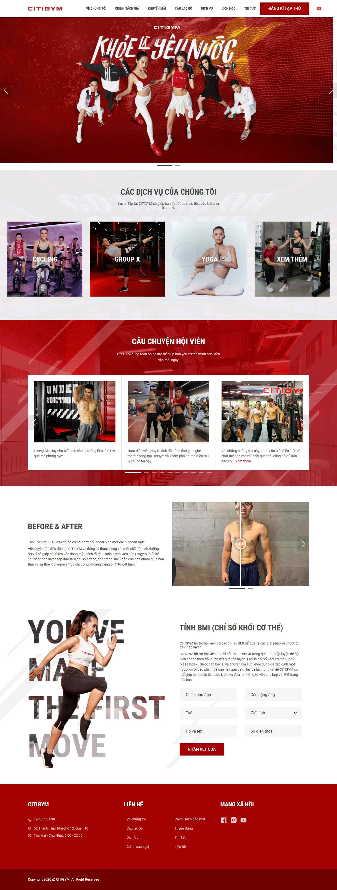 Thiết kế Website web phòng gym - citigymcomvn