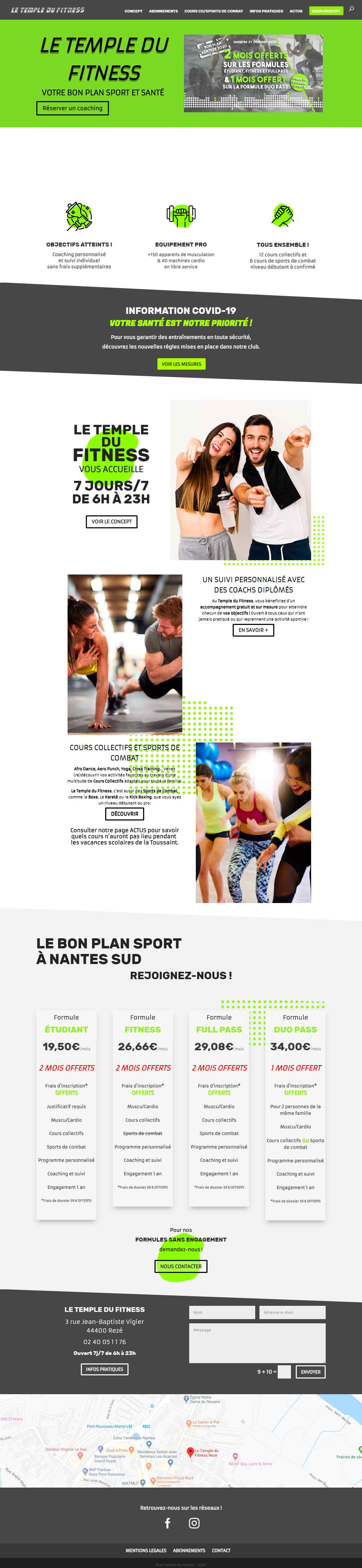 Thiết kế Website web phòng gym - letempledufitnessfr