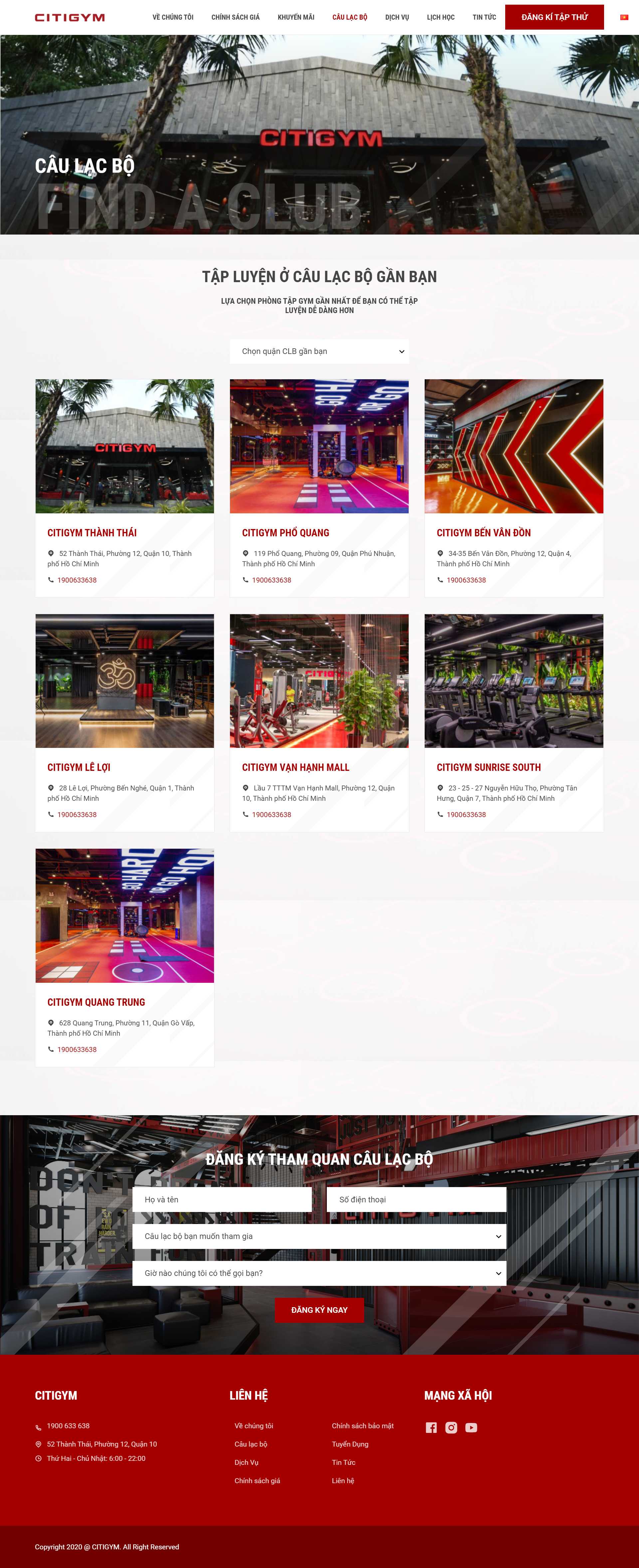 Thiết kế Website web phòng tập gym - citigymcomvn