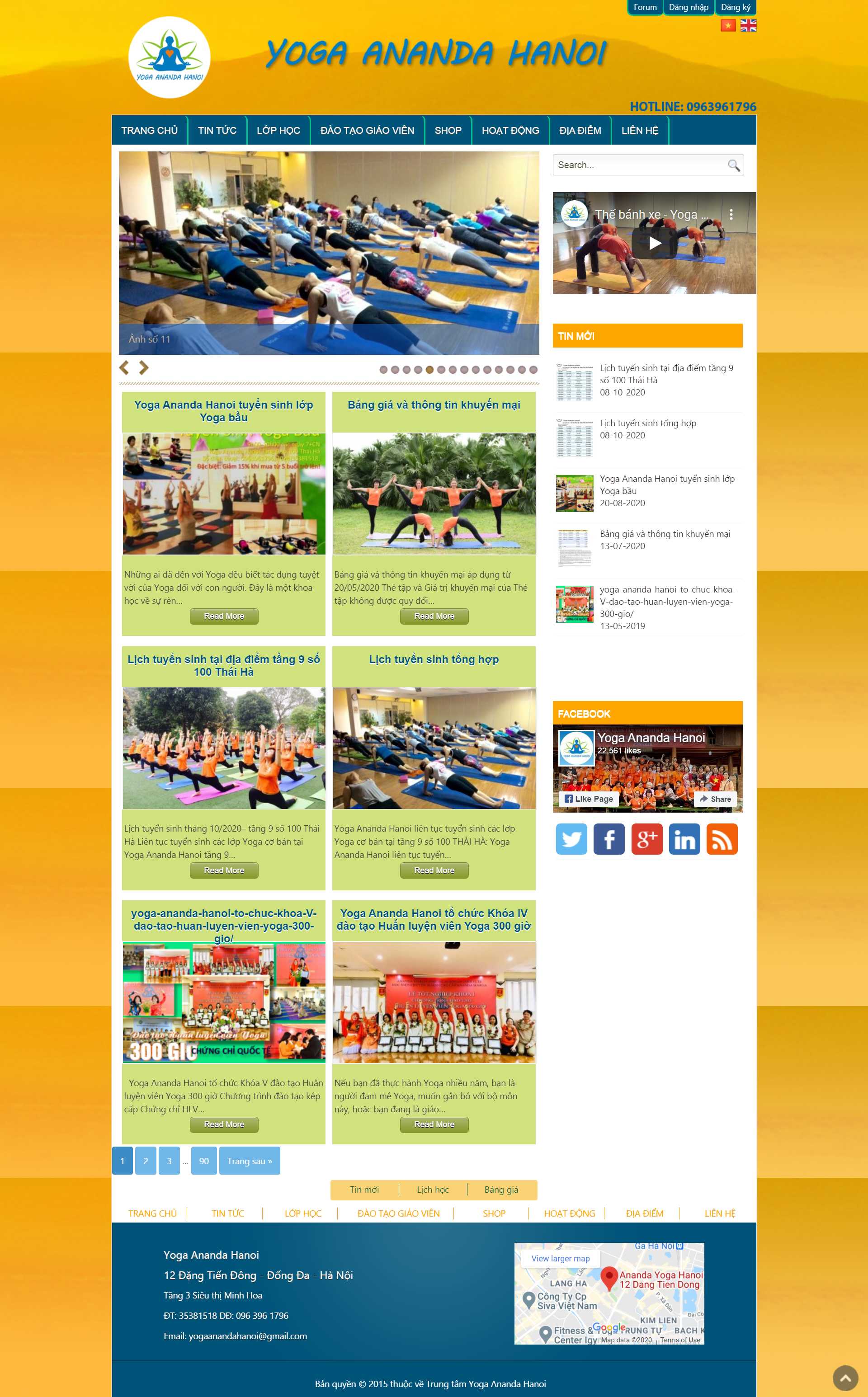 Thiết kế Website web phòng tập yoga - yogaanandacomvn