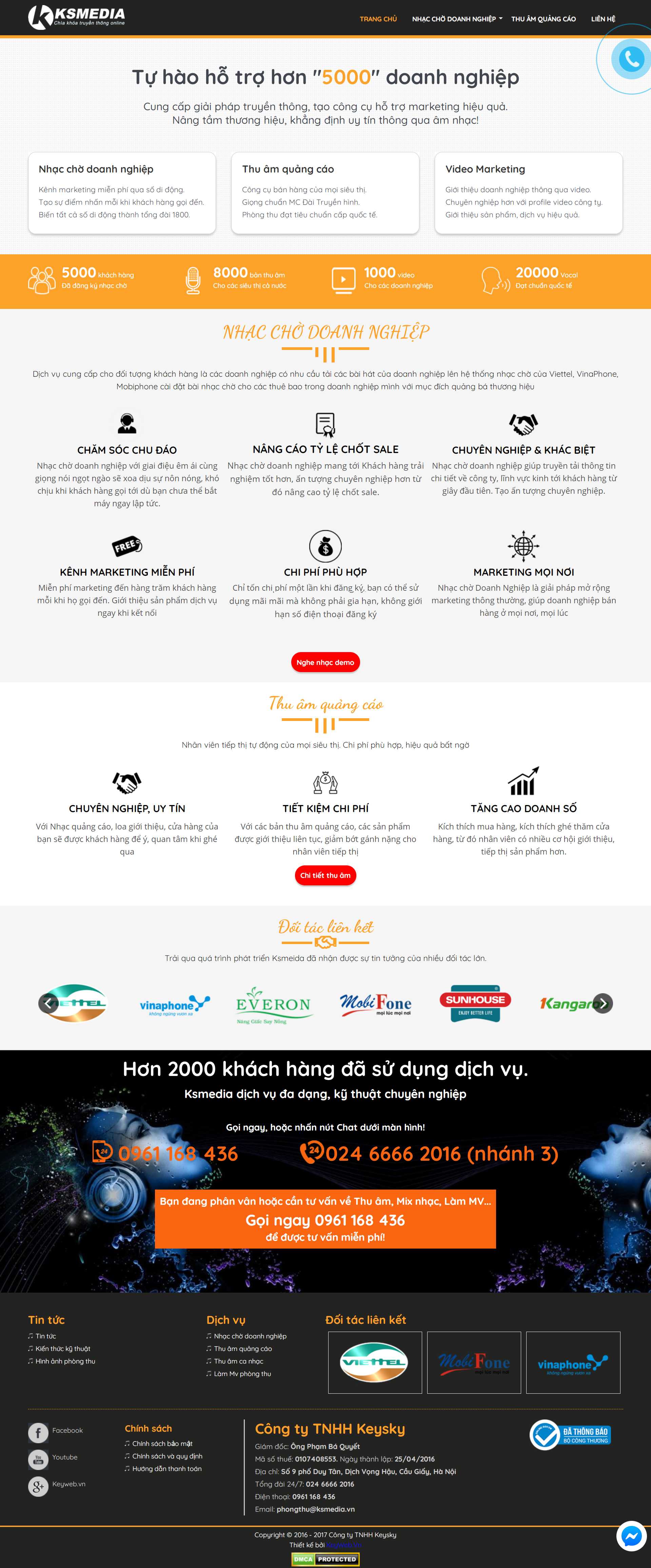 Thiết kế Website web phòng thu âm - ksmediavn
