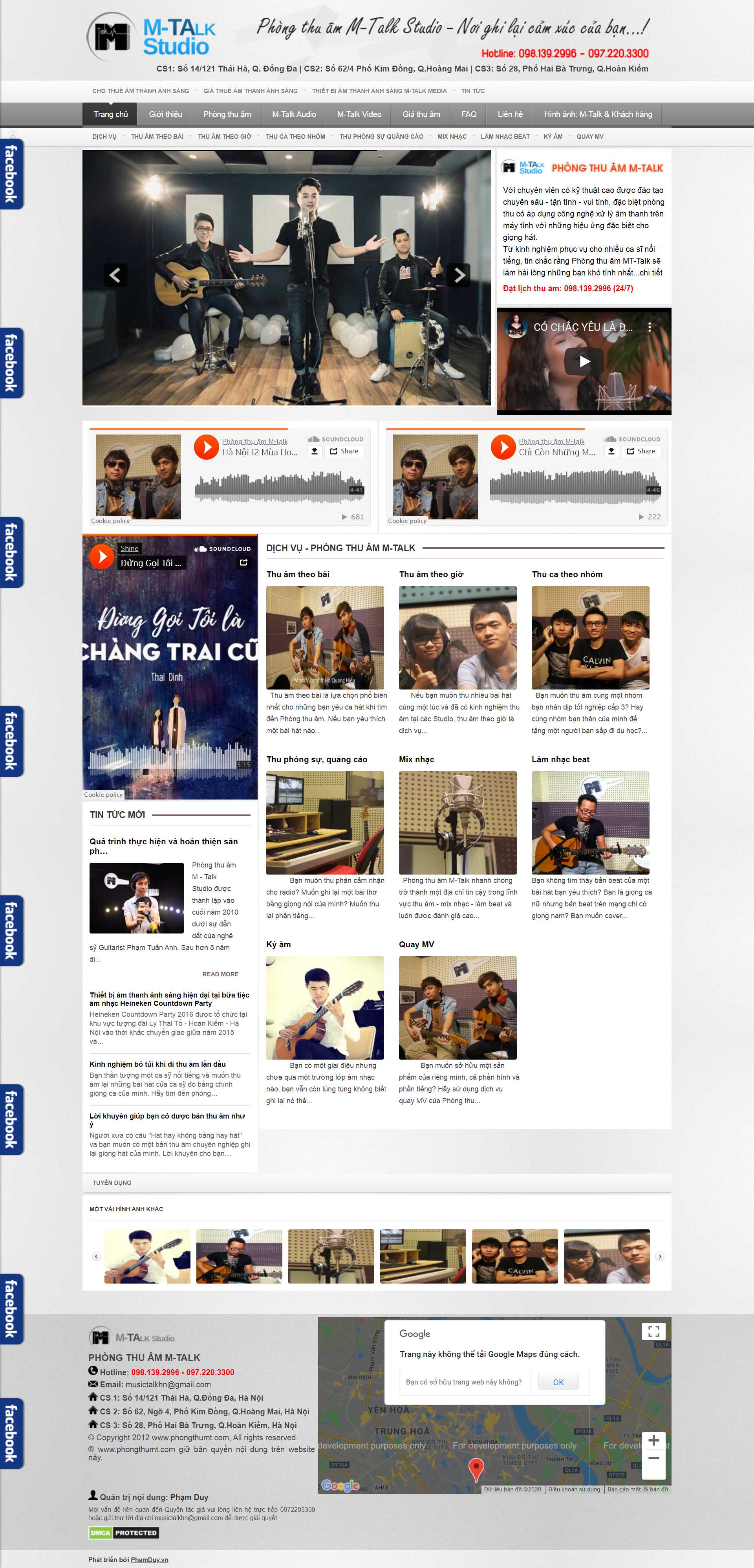 Thiết kế Website web phòng thu âm - phongthumtcom