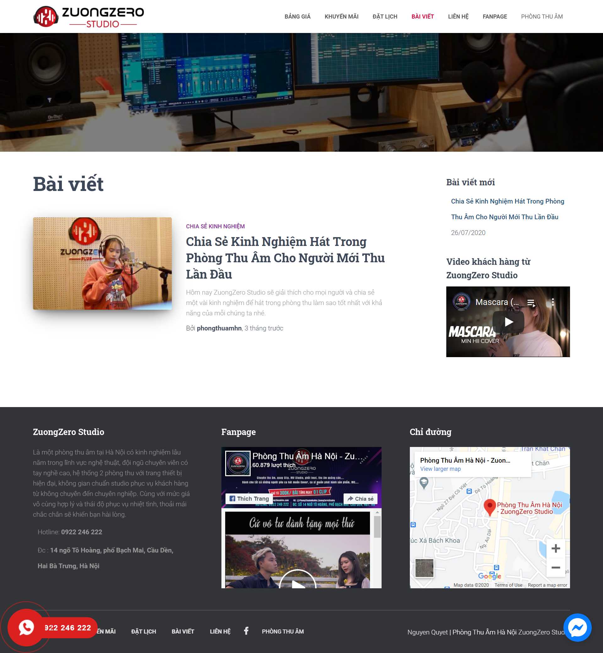 Thiết kế Website web phòng thu âm - wwwphongthuamhncom