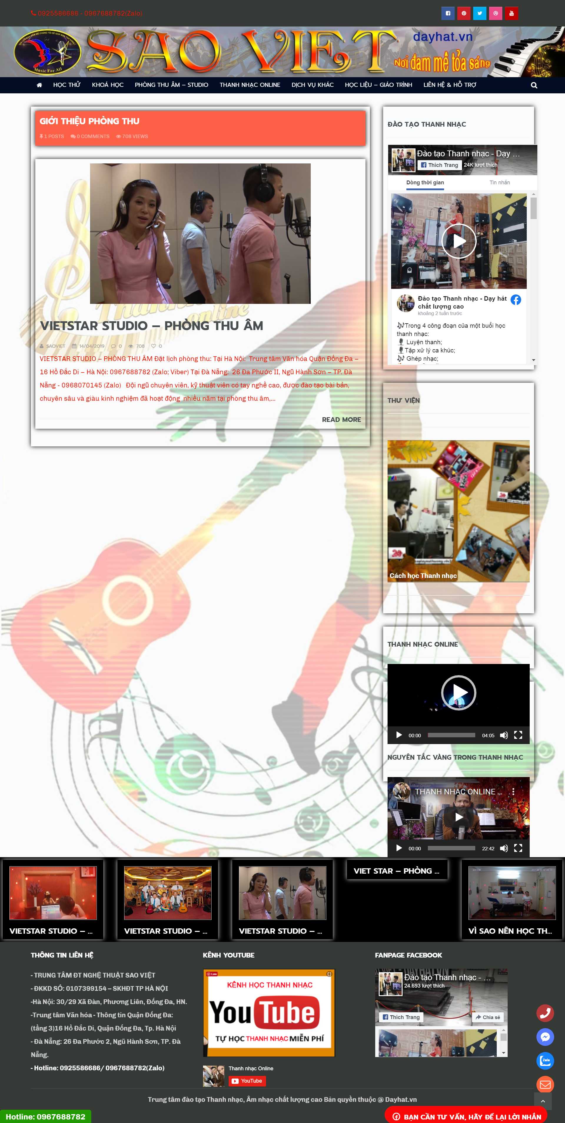 Thiết kế Website web phòng thu âm - dayhatvn