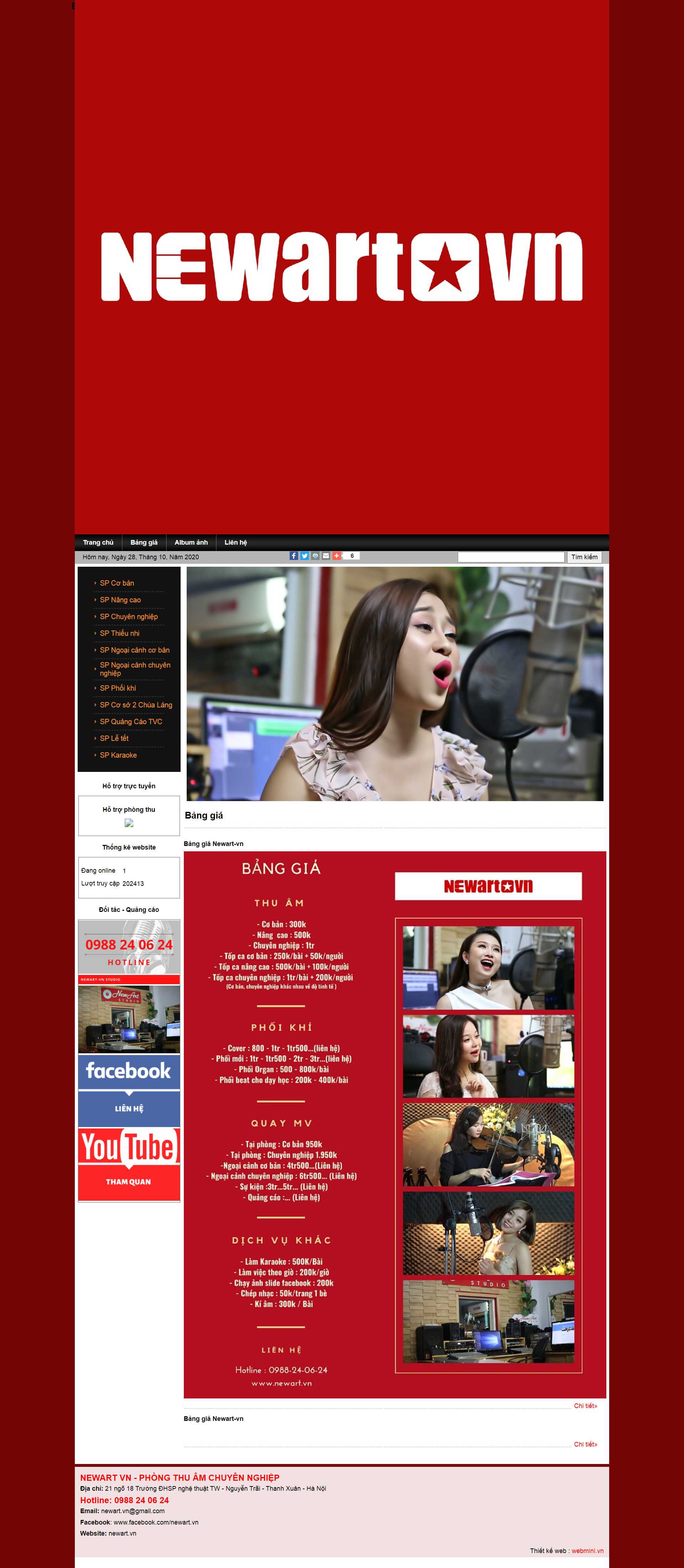 Thiết kế Website web phòng thu âm - newartvn