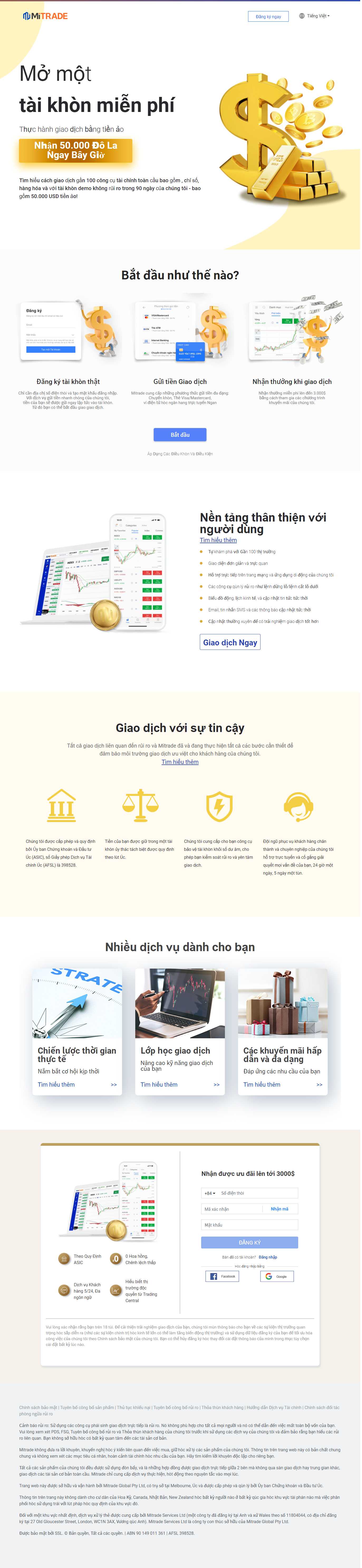Thiết kế Website web sàn giao dịch tiền tệ - wwwmitradecom