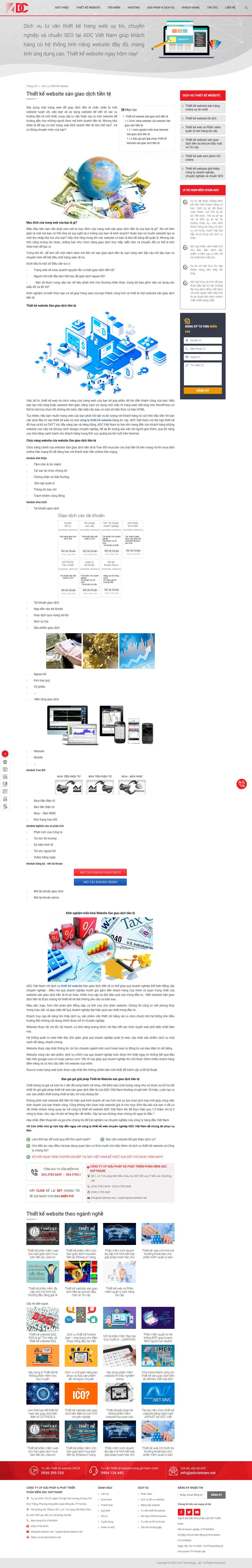 Thiết kế Website web sàn giao dịch tiền tệ - wwwadcvietnamnet