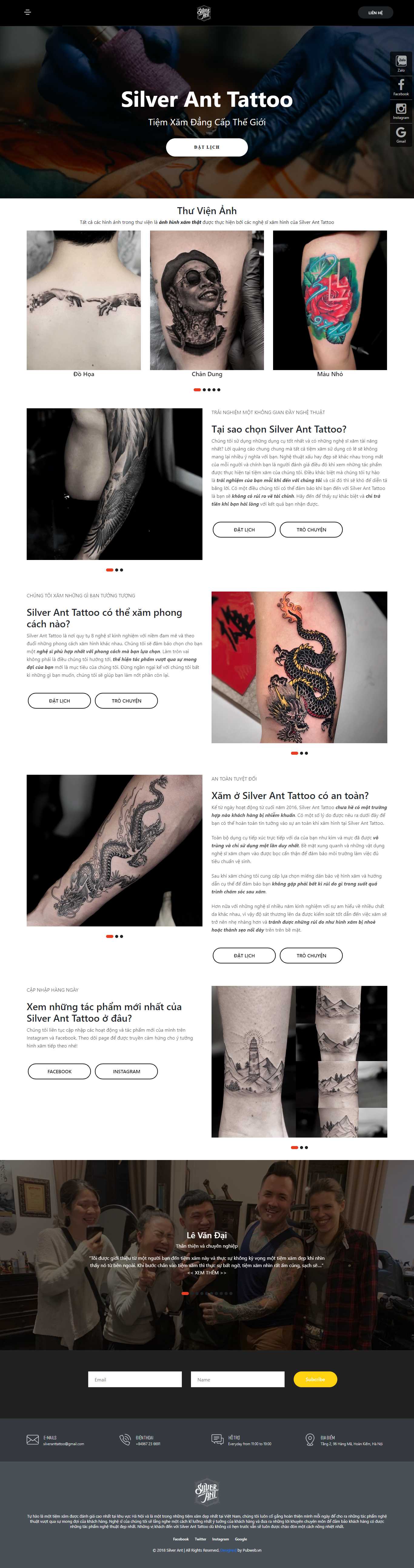 Thiết kế Website web săm hình nghệ thuật - silveranttattoocom