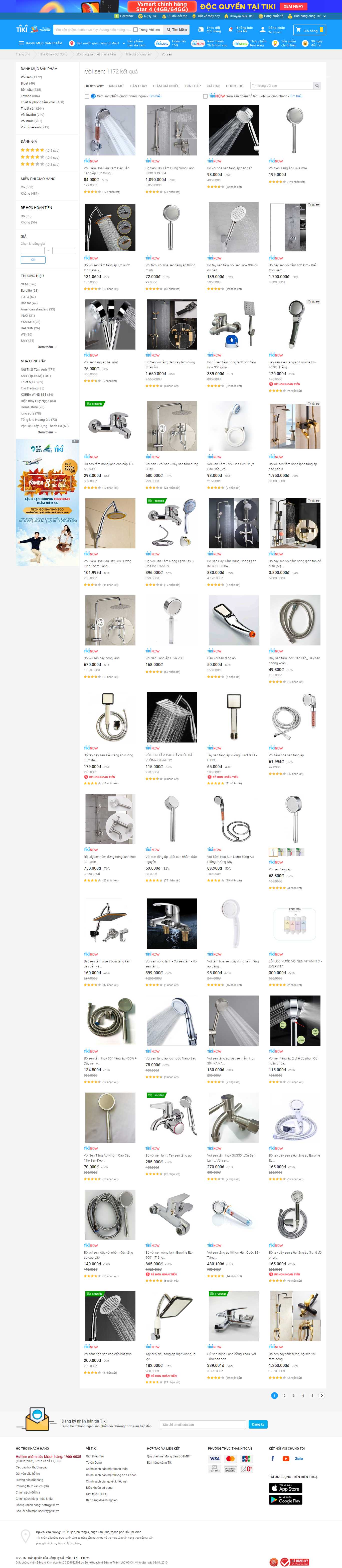 Thiết kế Website web sen vòi - tikivn