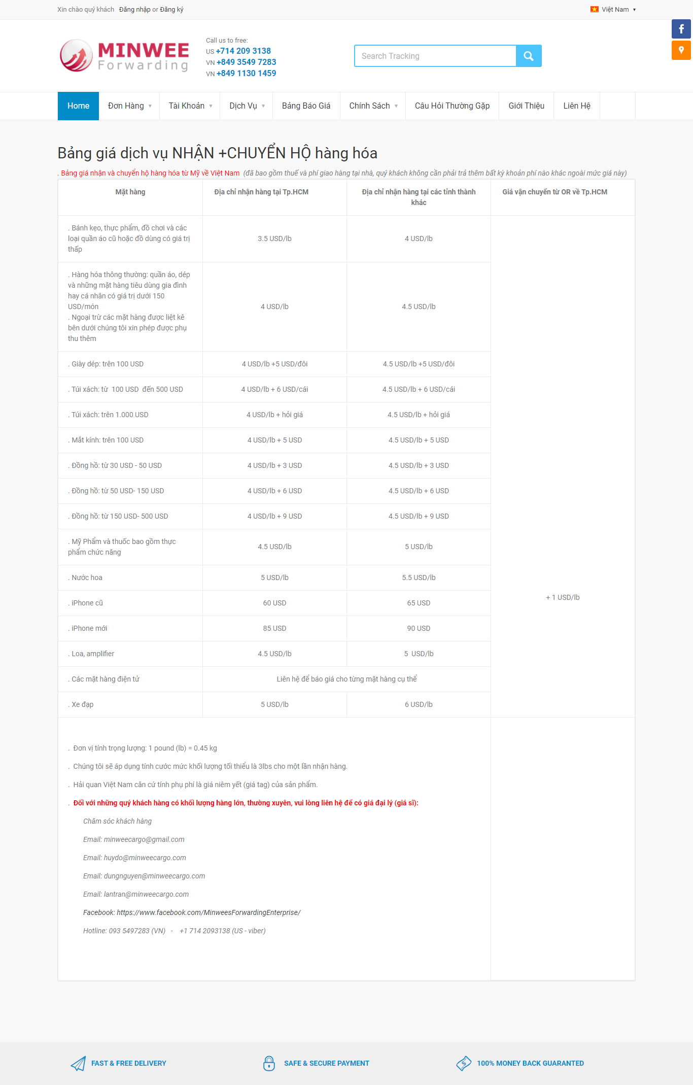 Thiết kế Website web ship hàng - minweecargocom