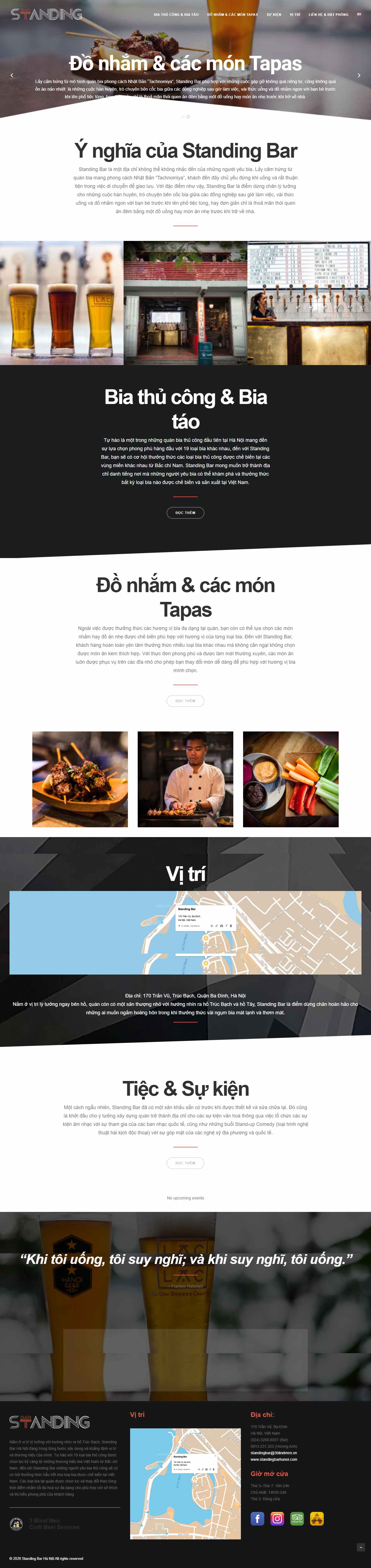 Thiết kế Website web quán bar - standingbarhanoicom