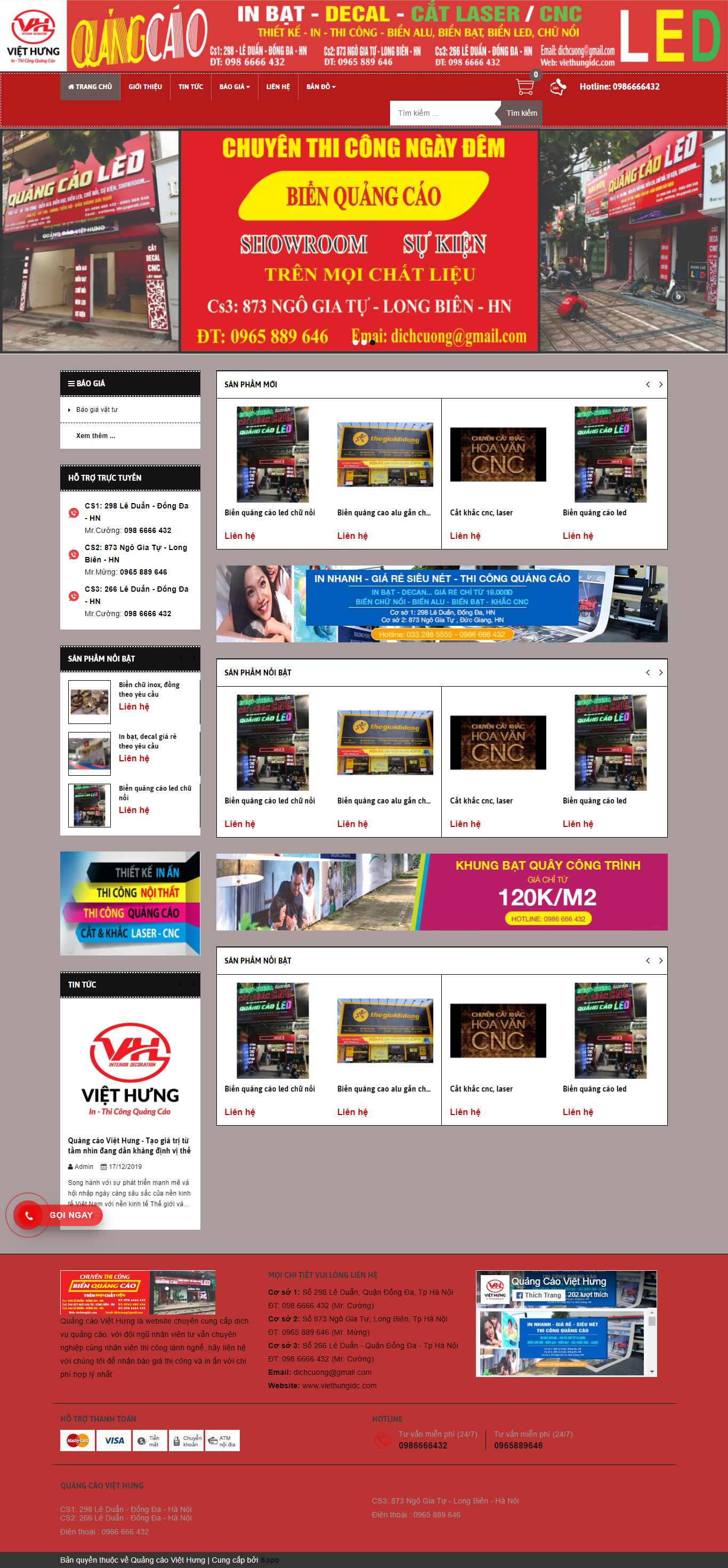 Thiết kế Website web quảng cáo đèn led - viethungidccom