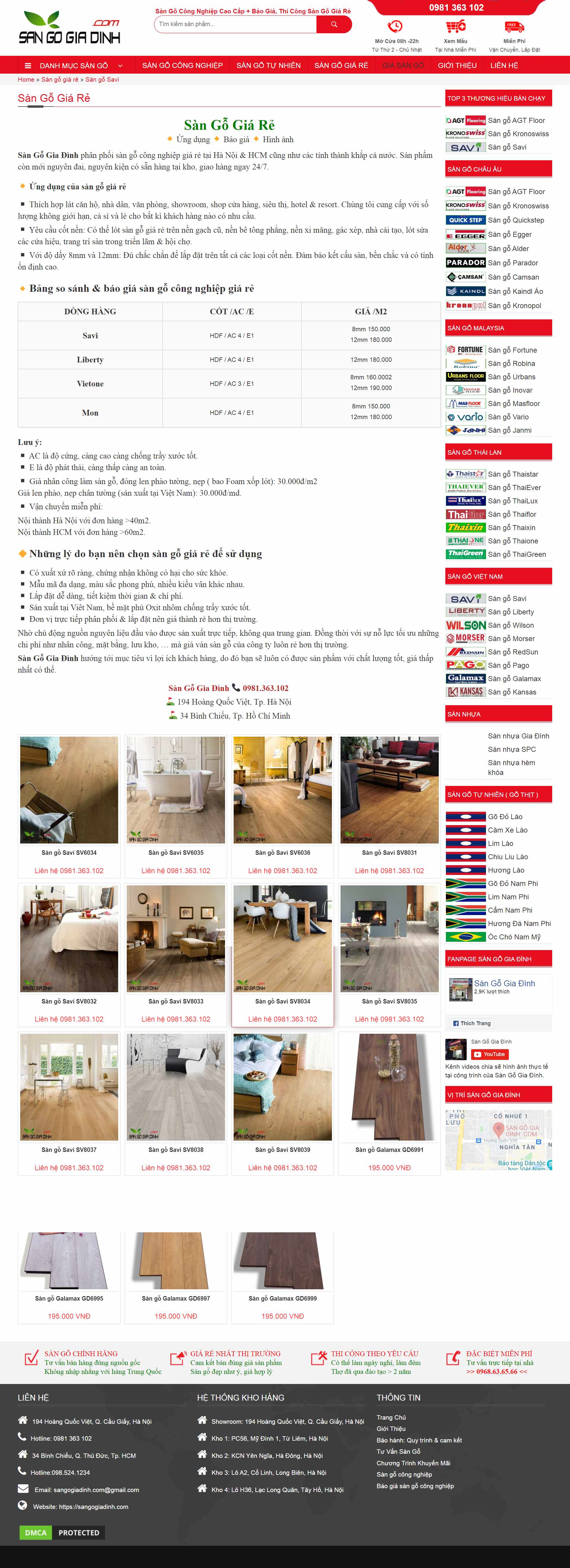 Thiết kế Website web sàn gỗ - sangogiadinhcom