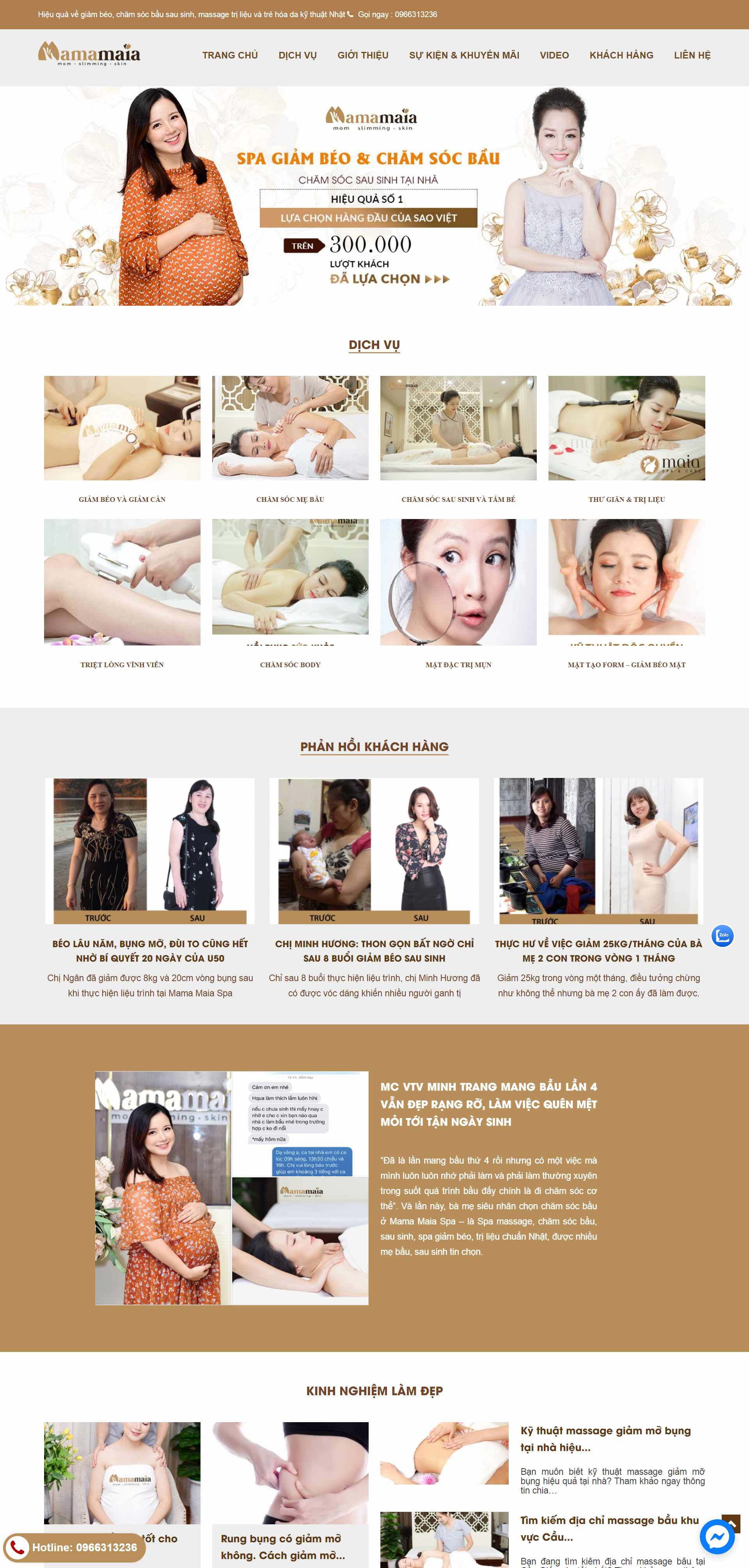 Thiết kế Website web spa làm đẹp - maiaspacarevn