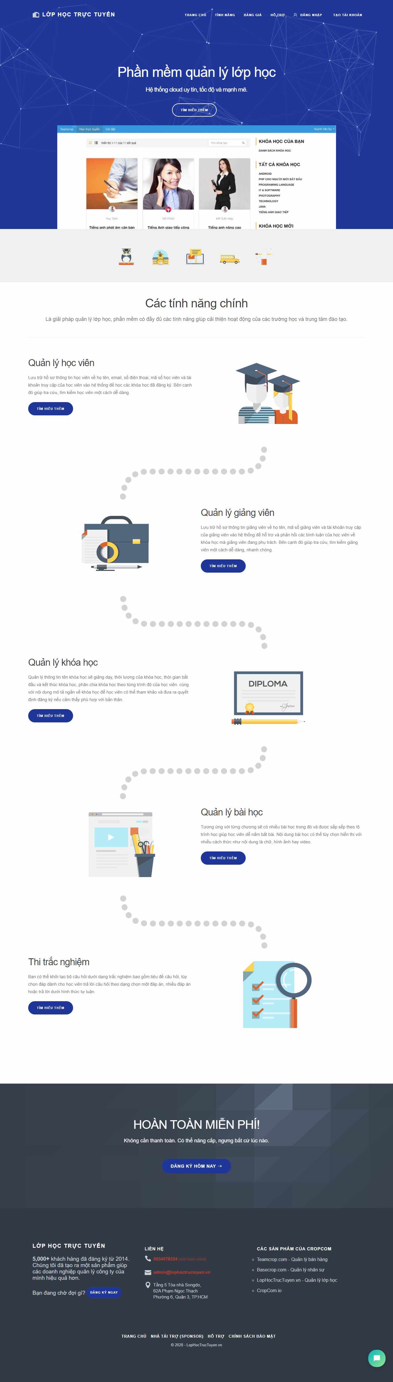 Thiết kế Website web quản lý lớp học - wwwlophoctructuyenvn
