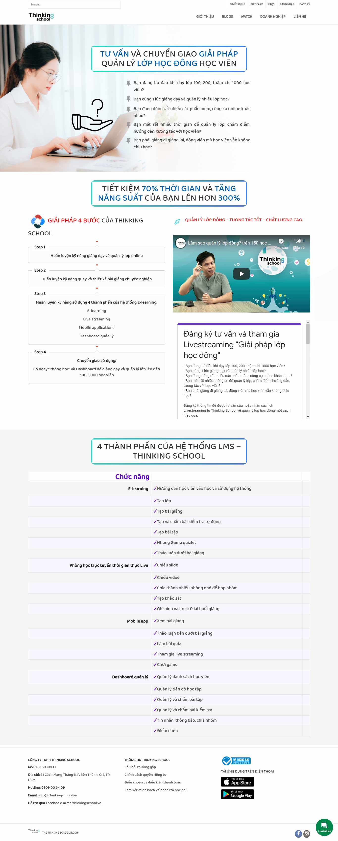 Thiết kế Website web quản lý lớp học - thinkingschoolvn