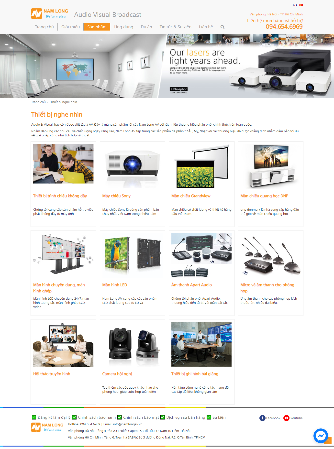 Thiết kế Website web thiết bị nghe nhìn - namlongavvn