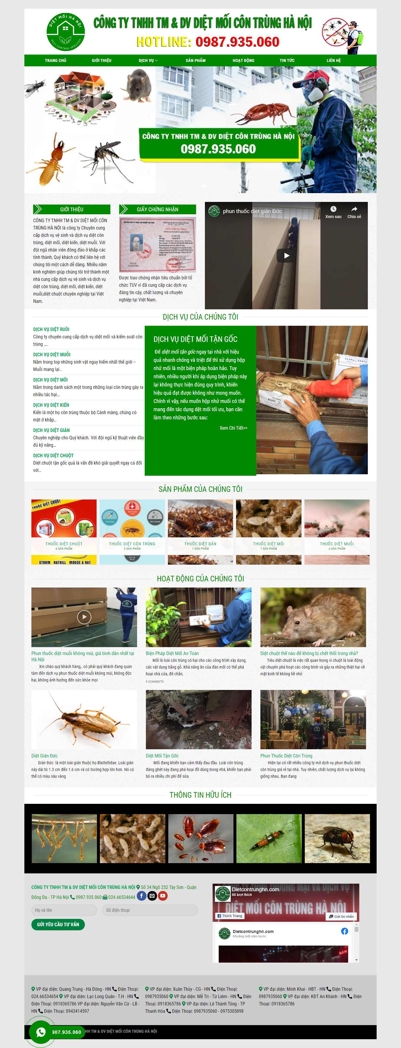 Thiết kế Website web thuốc diệt côn trùng - dietcontrunghncom