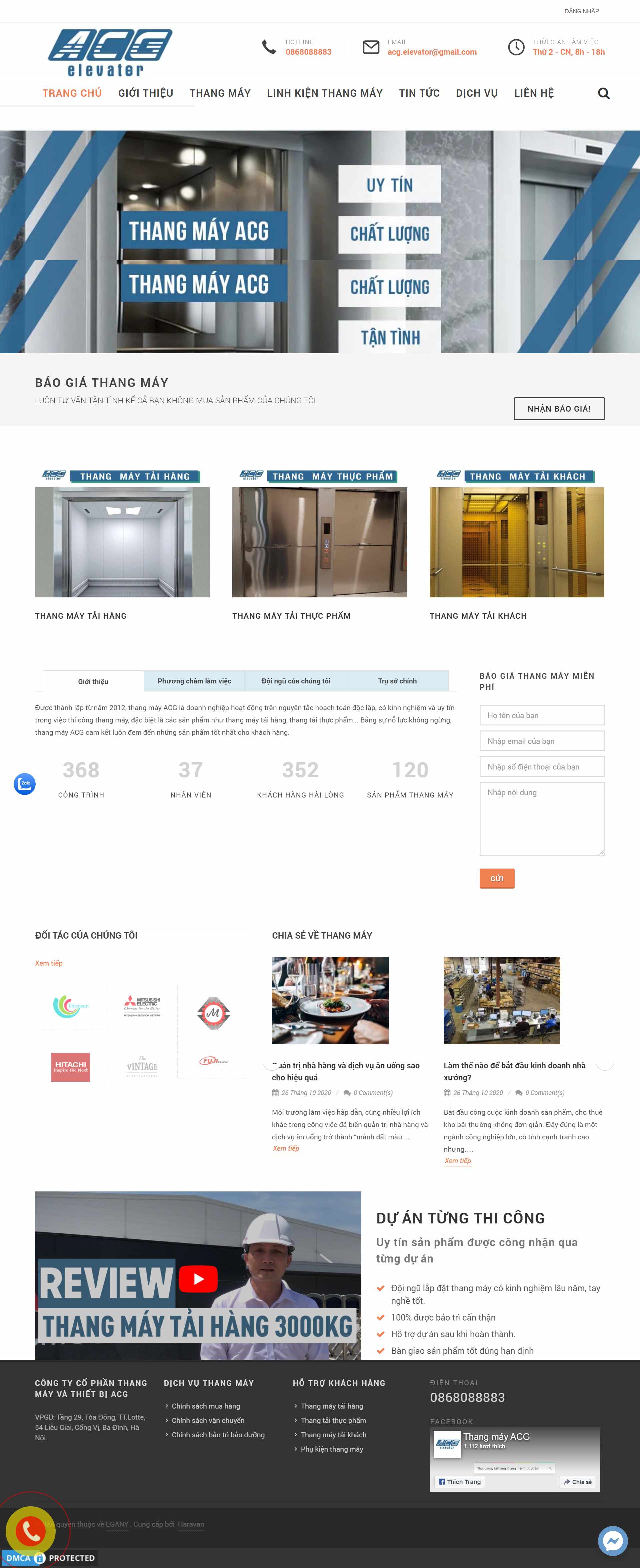 Thiết kế Website web thang máy - thangmayacgvn