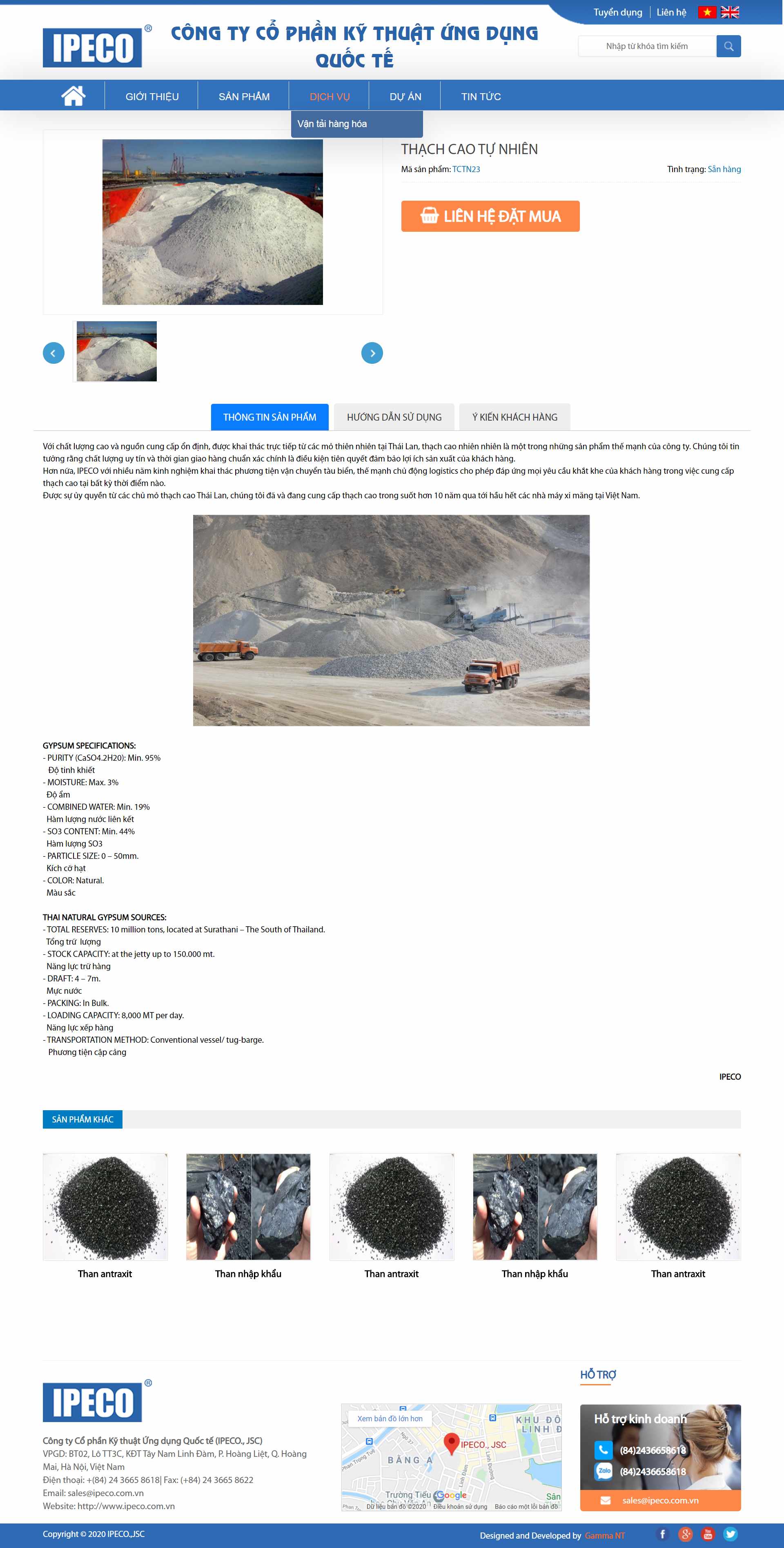 Thiết kế Website web thạch cao tự nhiên - ipecocomvn