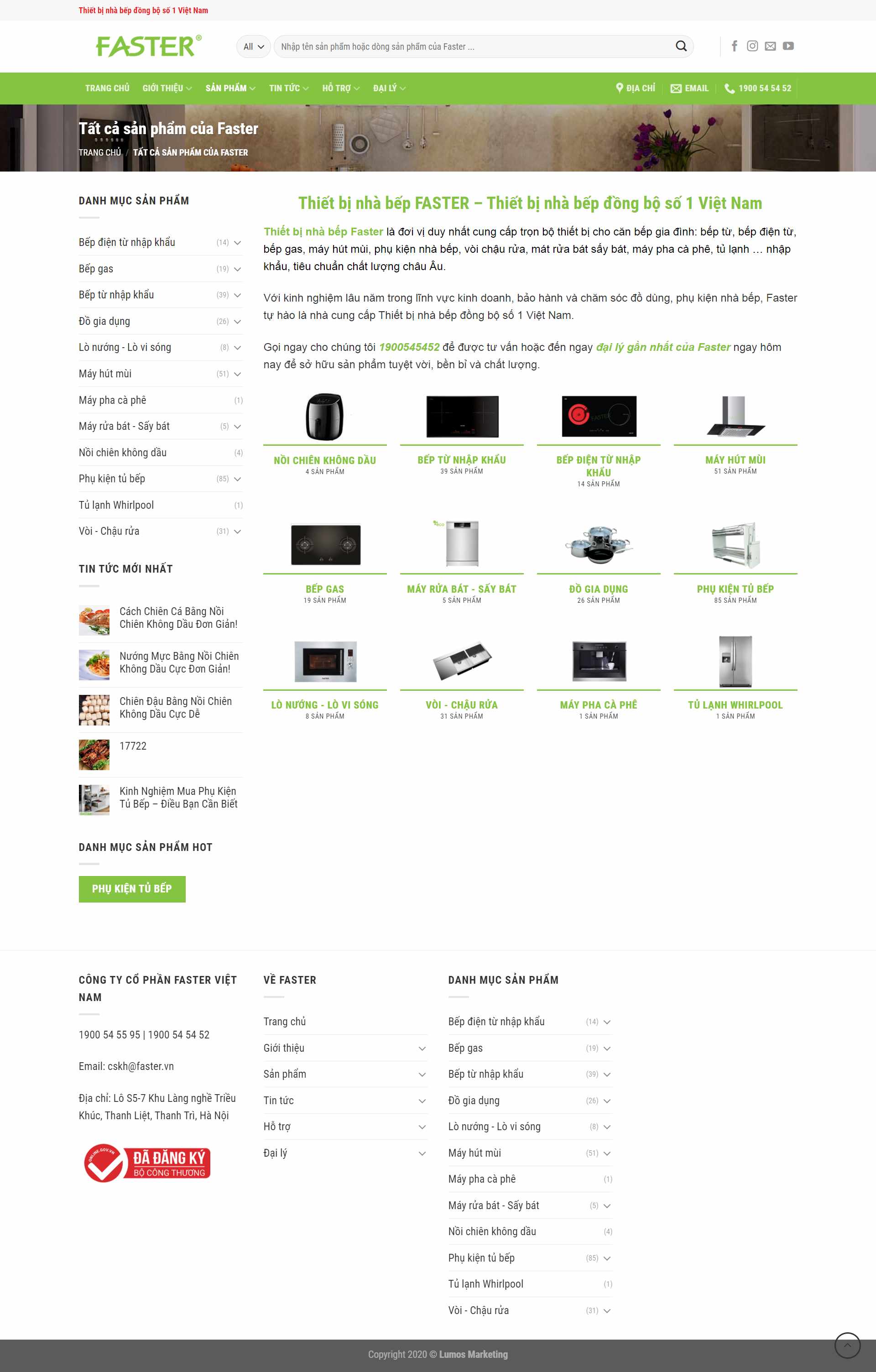 Thiết kế Website web thiết bị nhà bếp - fastervn