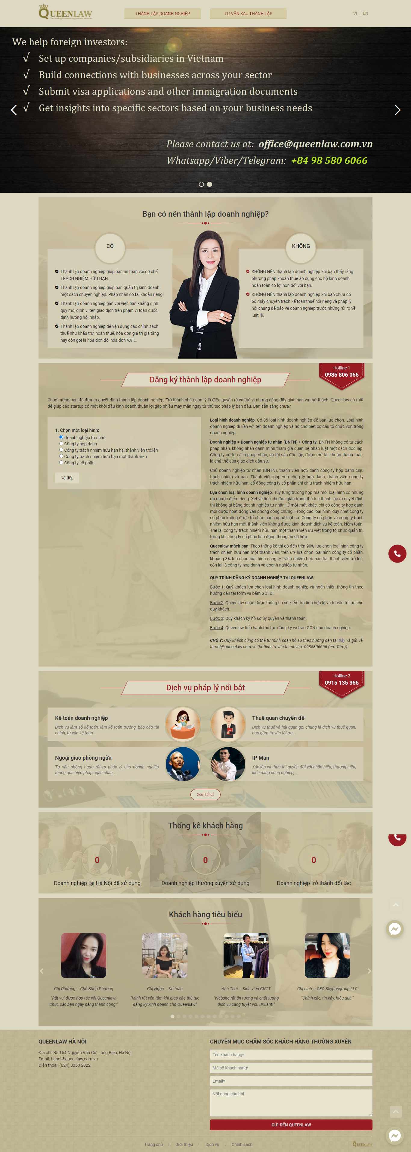 Thiết kế Website web thành lập doanh nghiệp - queenlawcomvn