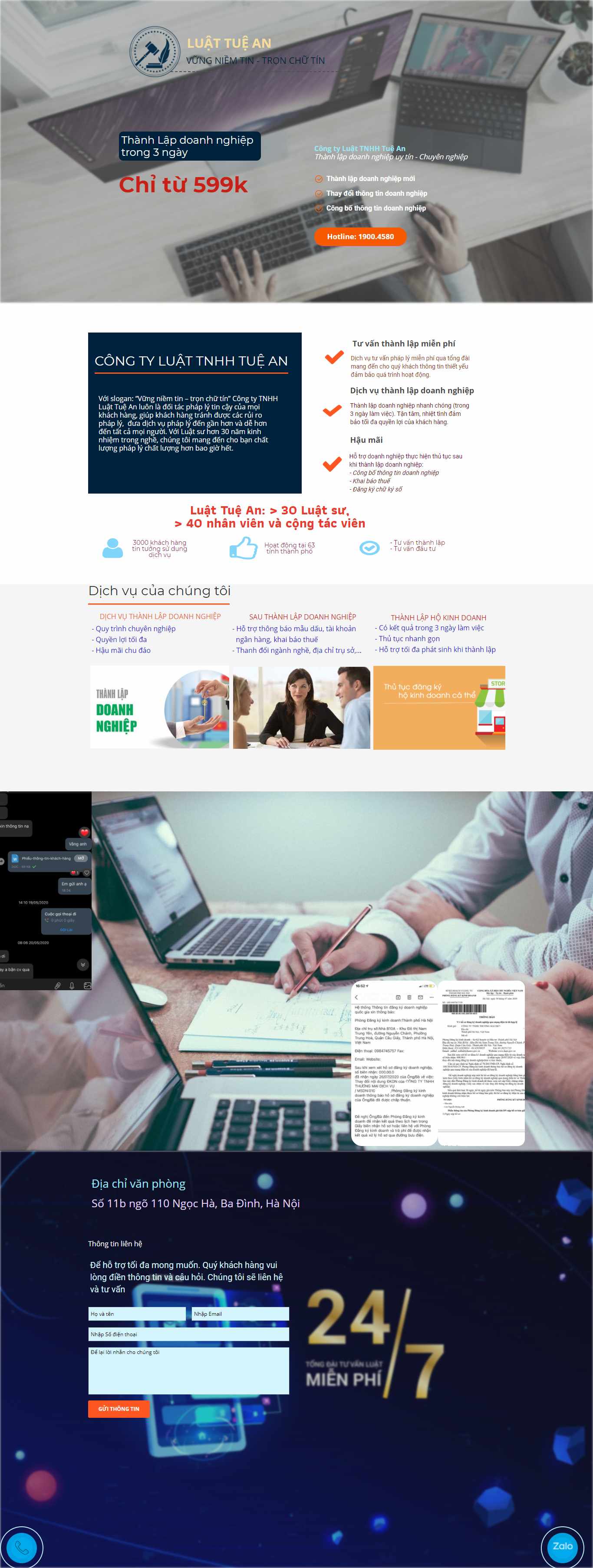 Thiết kế Website web thành lập doanh nghiệp - luattueanvn