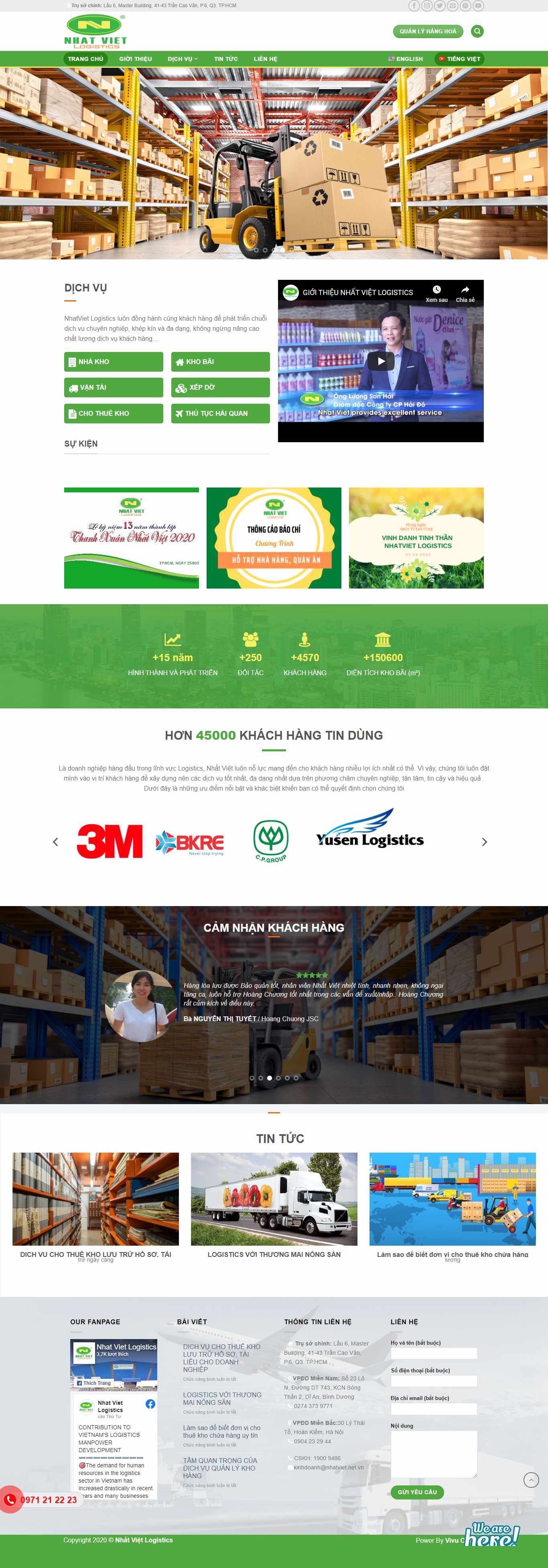 Thiết kế Website web thuê kho bãi - nhatvietlogisticscomvn