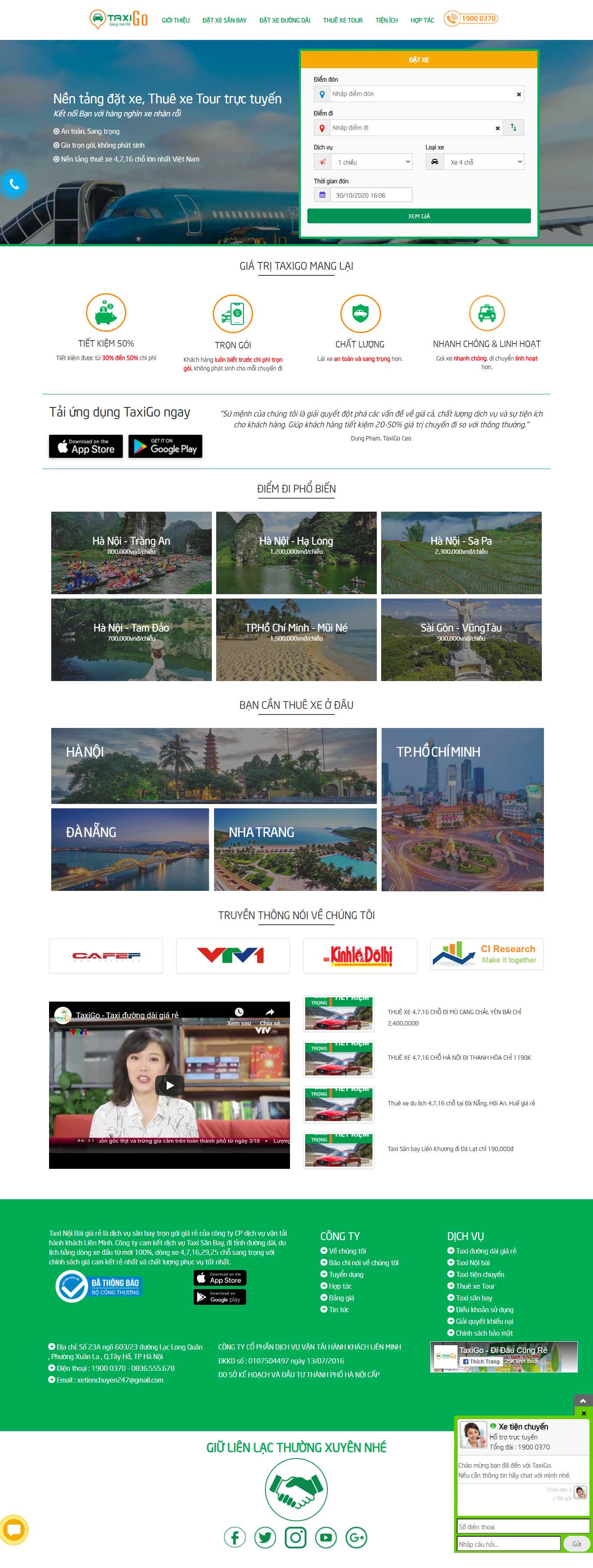 Thiết kế Website web thuê xe du lịch - taxigovn