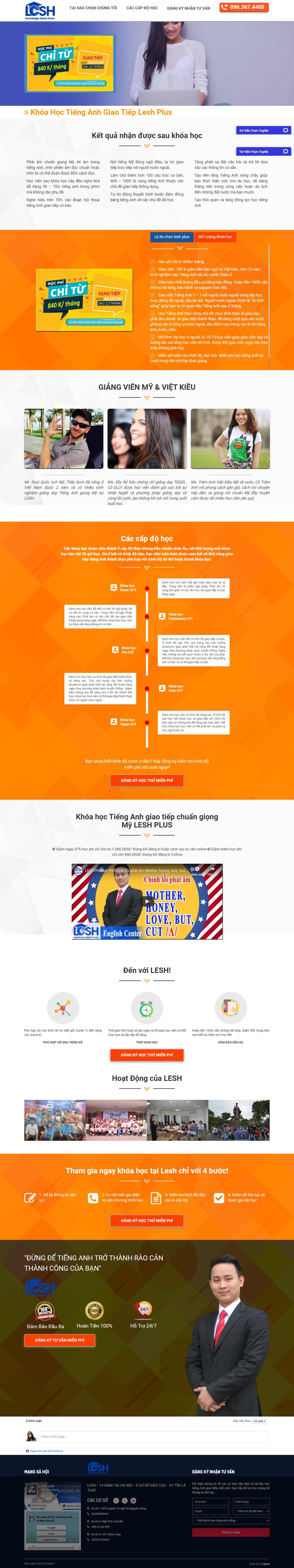 Thiết kế Website web trung tâm tiếng anh - anhngulesheduvn